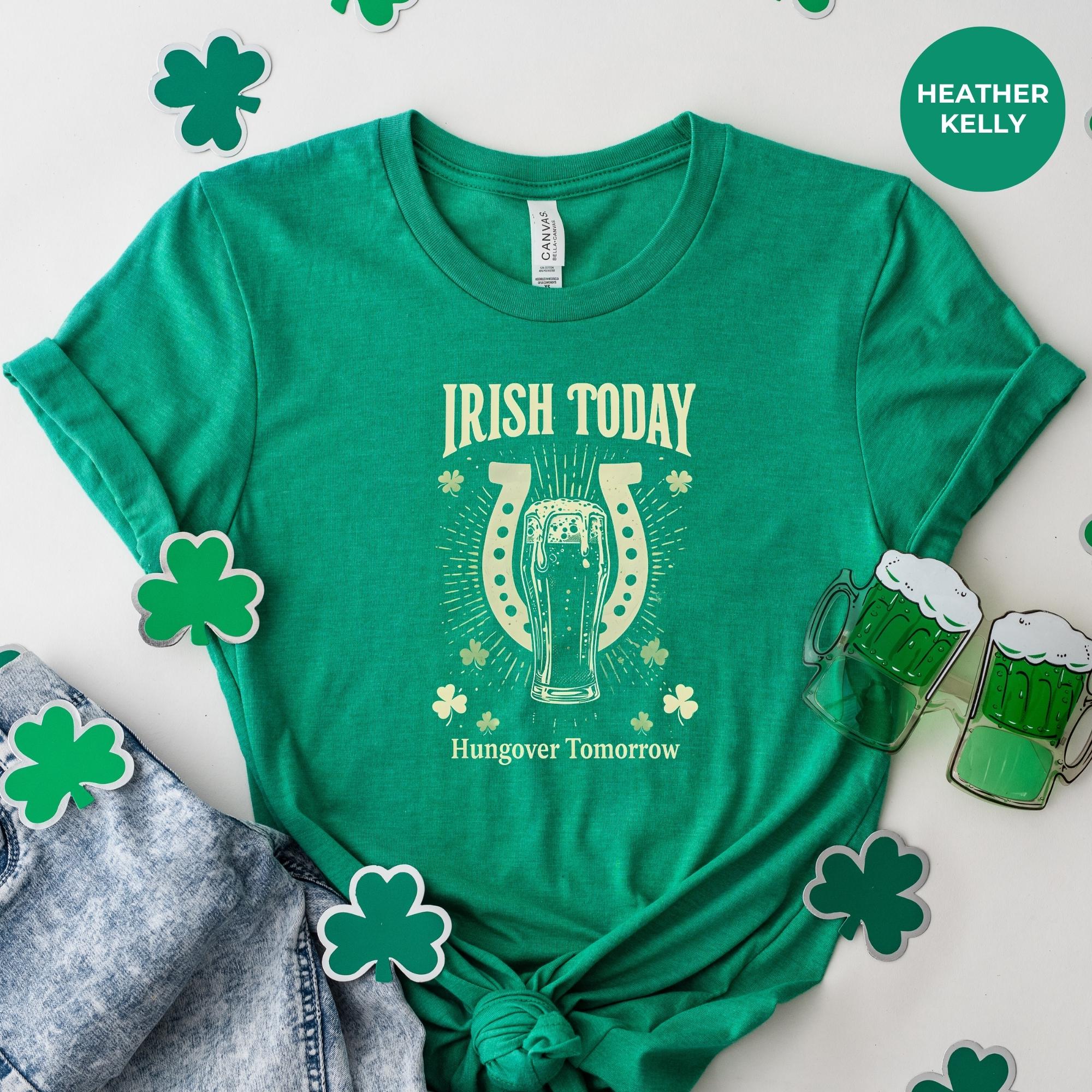 IRISH TODAY Shirt | St. Patricks Day Shirt | spring clothing | St. Patrick's Day T-Shirt for Women | Green Tee | Lucky Shirt | Holiday Shirt