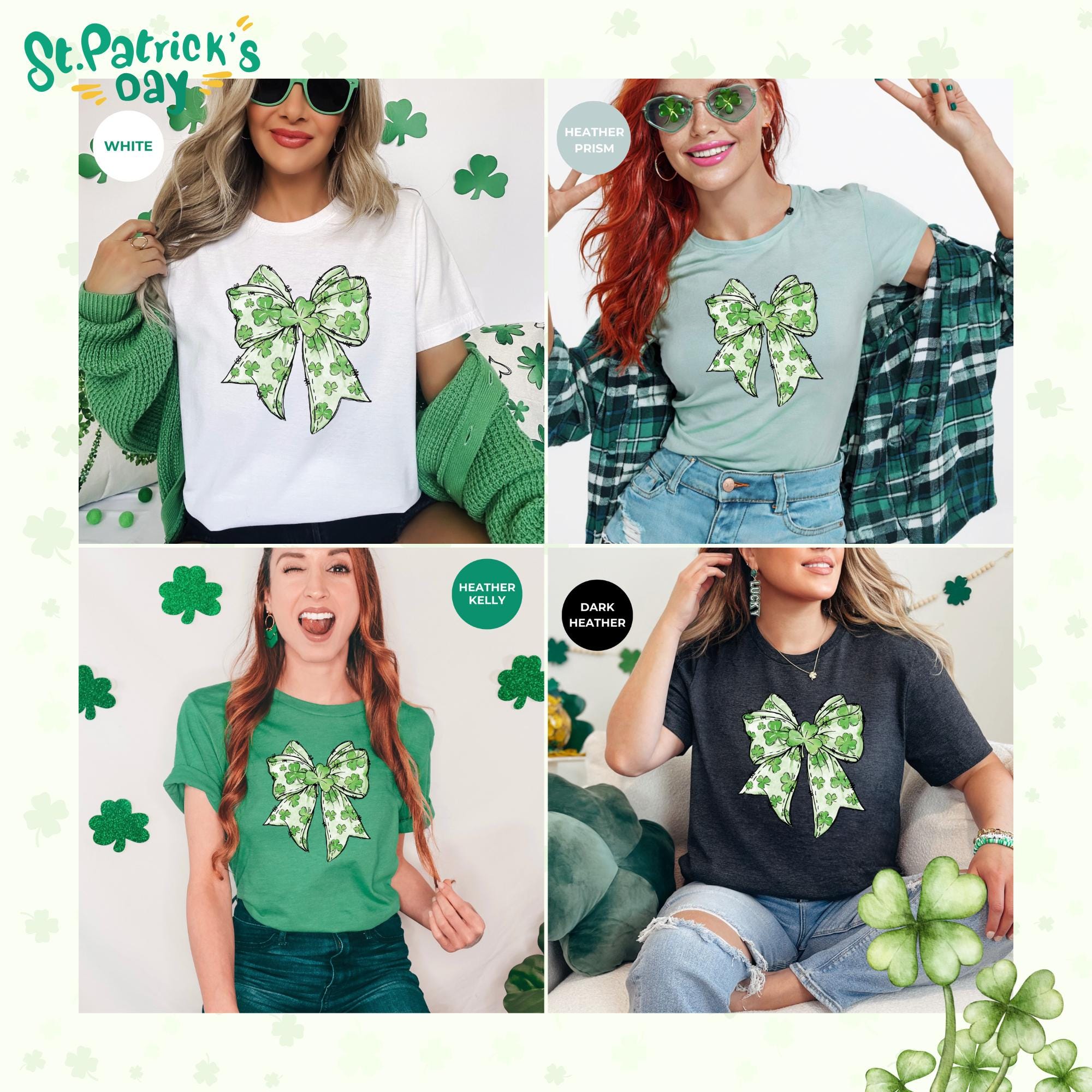 St. Patrick's Day Ribbon Shirt for Women – Funny Irish Tee – Lucky Clover Shamrock Top – Cute St. Patty’s Outfit – Aesthetic Crochet T Shirt