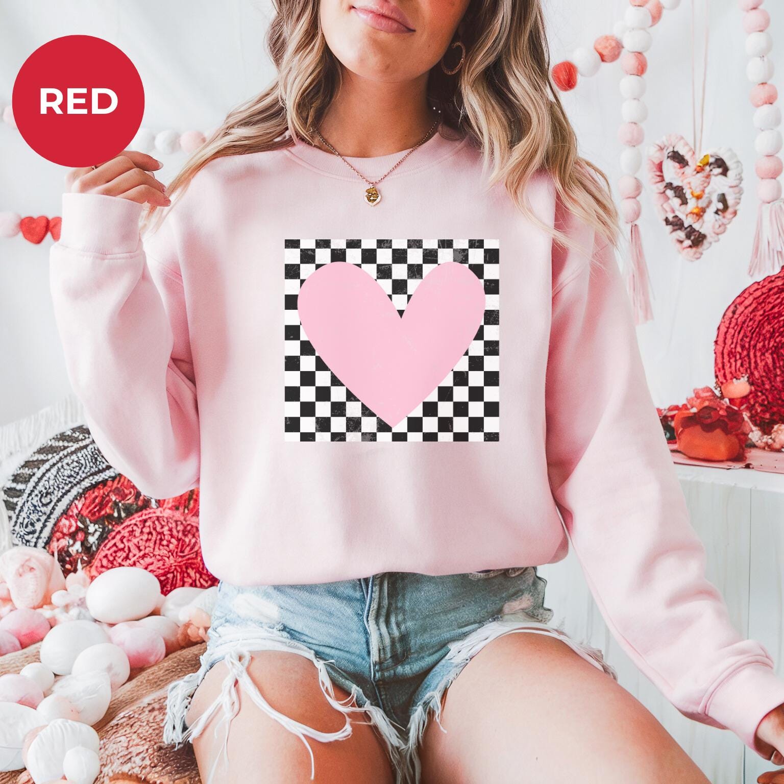 Valentine Sweatshirt for Women – Romantic Heart Pullover – Cute Cozy Gift for Her