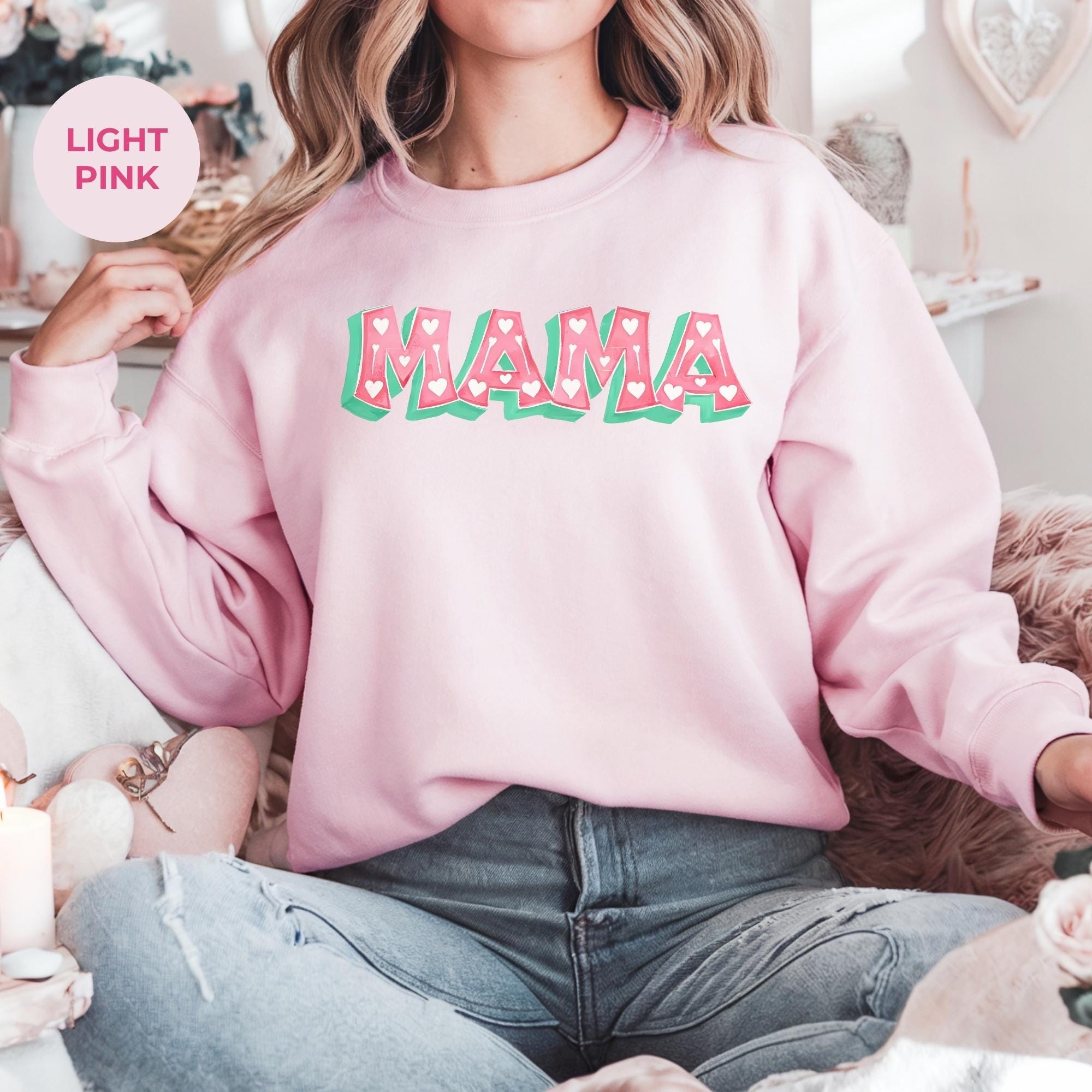 Mama Sleeve Print | Mama Heart Sweatshirt | Mama Valentine Sweatshirt | Women's Valentines Day Sweatshirt | Valentines