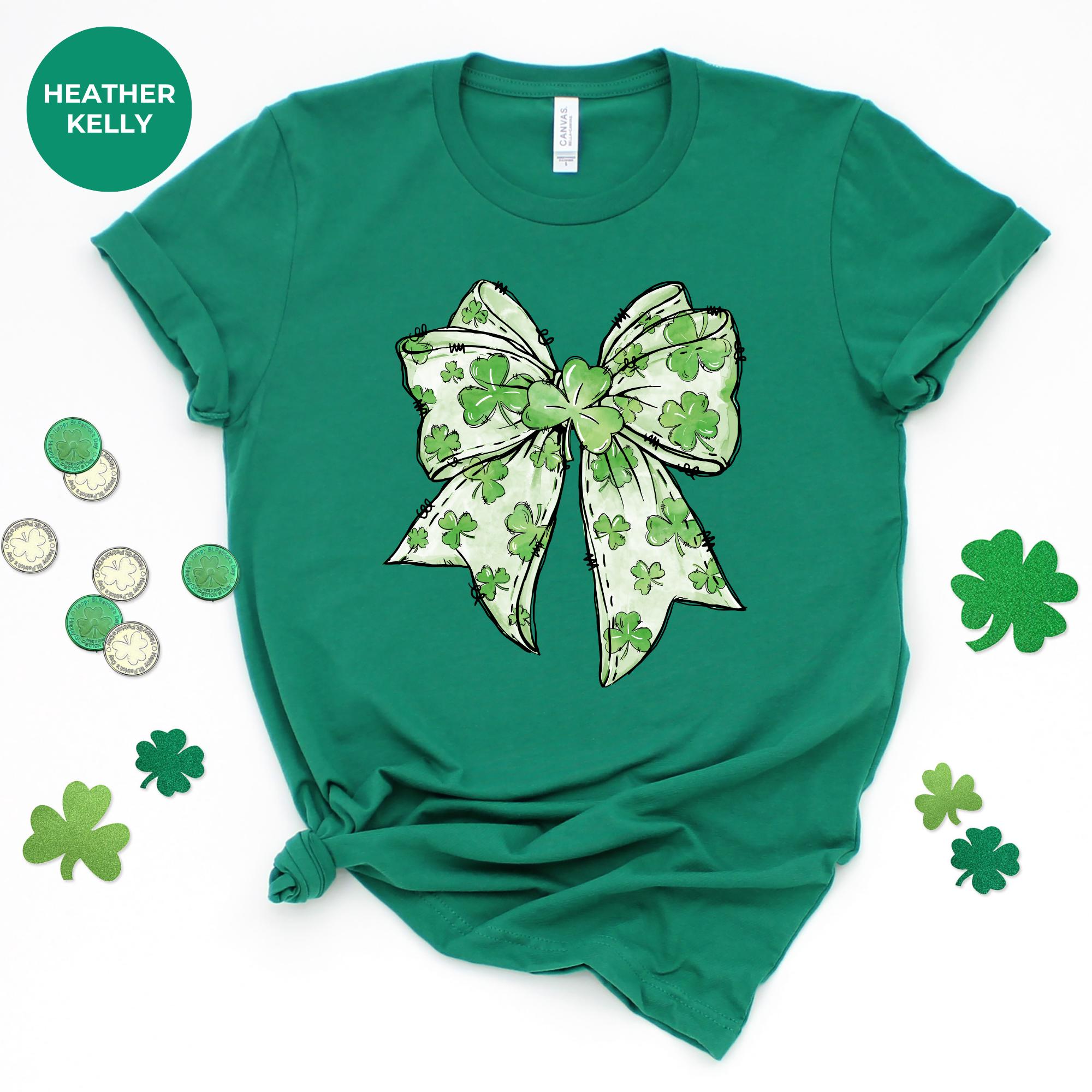 St. Patrick's Day Ribbon Shirt for Women – Funny Irish Tee – Lucky Clover Shamrock Top – Cute St. Patty’s Outfit – Aesthetic Crochet T Shirt