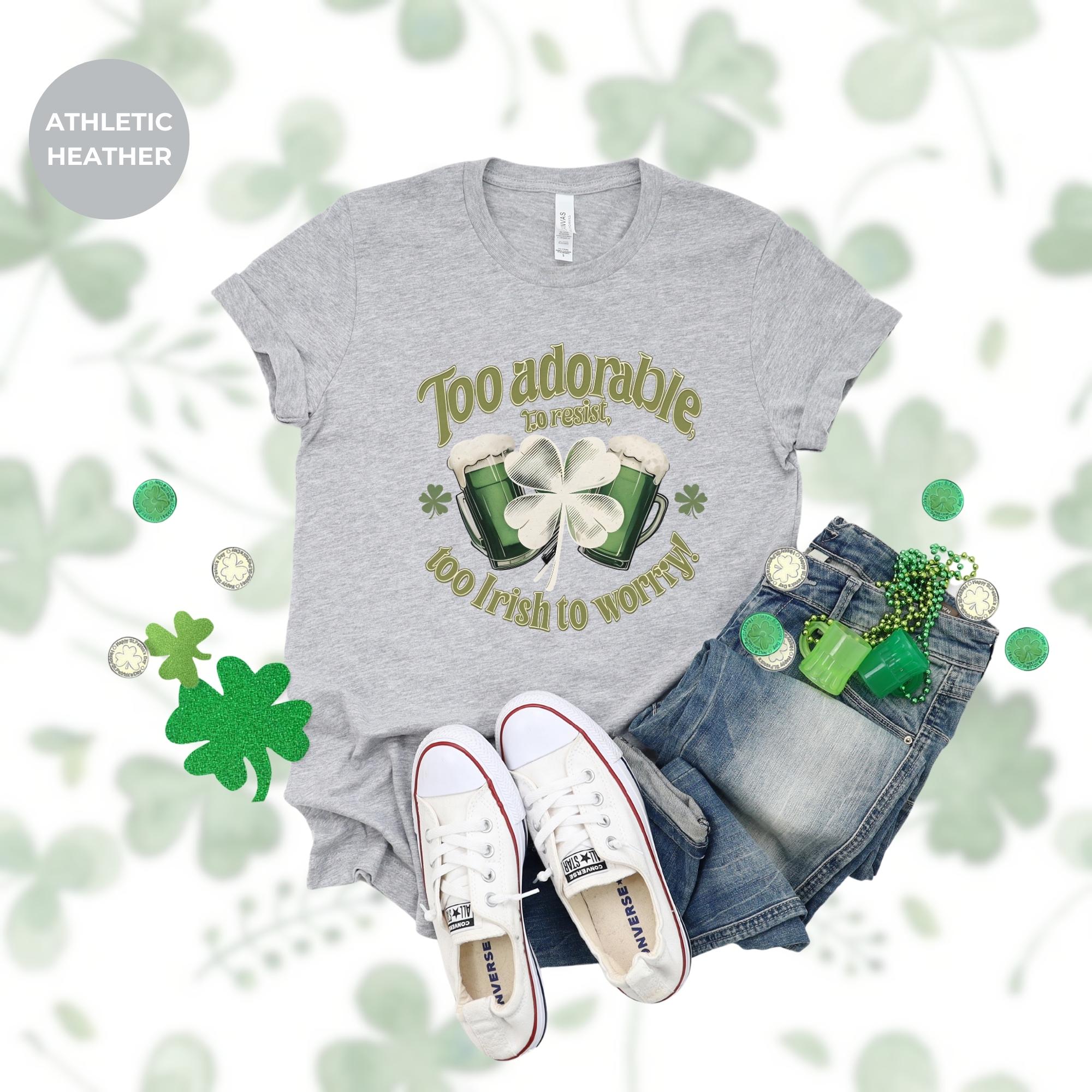 Too adorable shirt for st patrick, St. Patrick's Day Shirt – Irish Green Shamrock Tee, Lucky Clover Graphic T-Shirt, gift for her, clothing