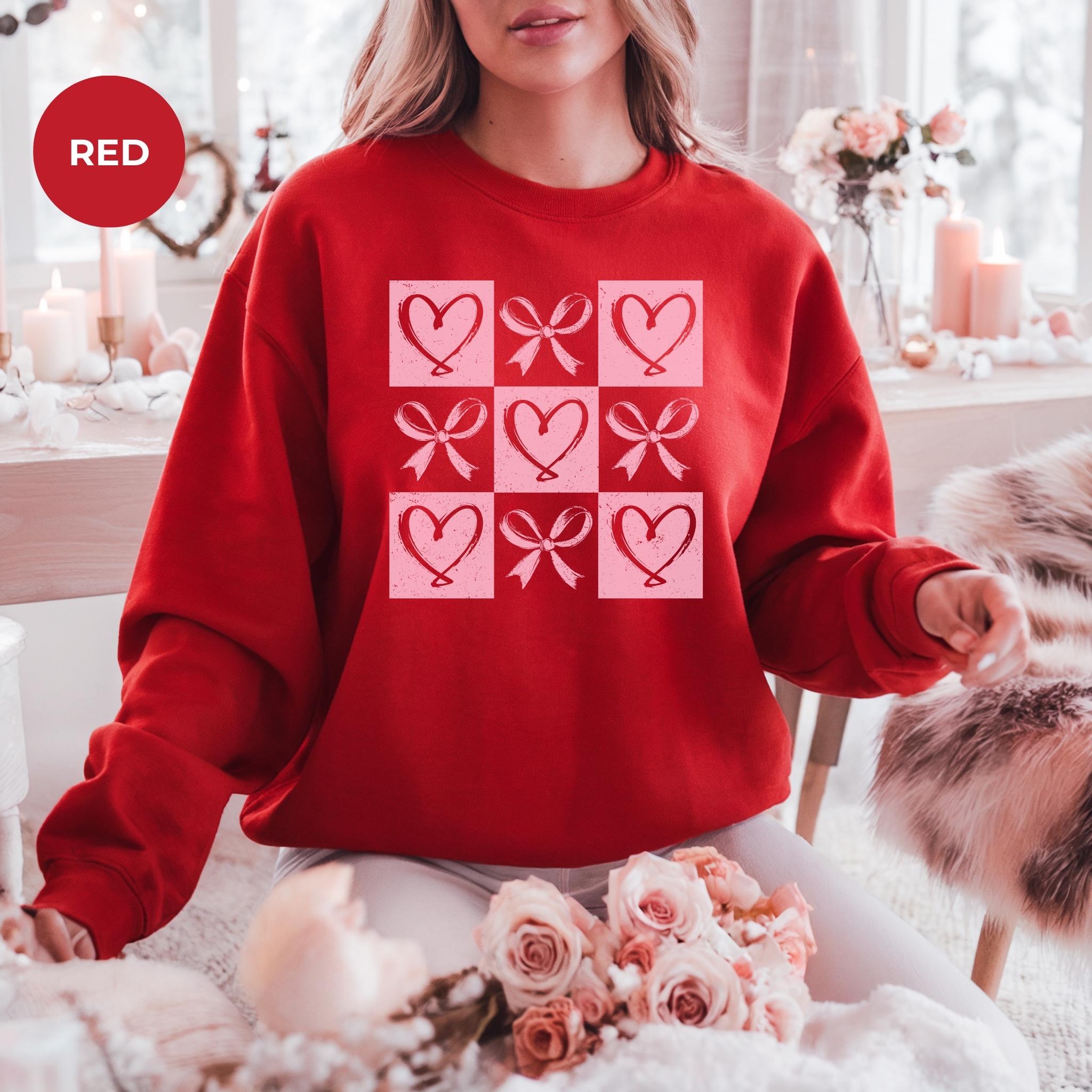 Valentines Day Hearts Sweatshirt, Womens Valentines Shirt, Love Heart Jumper, Valentine Gift, Gift For Her