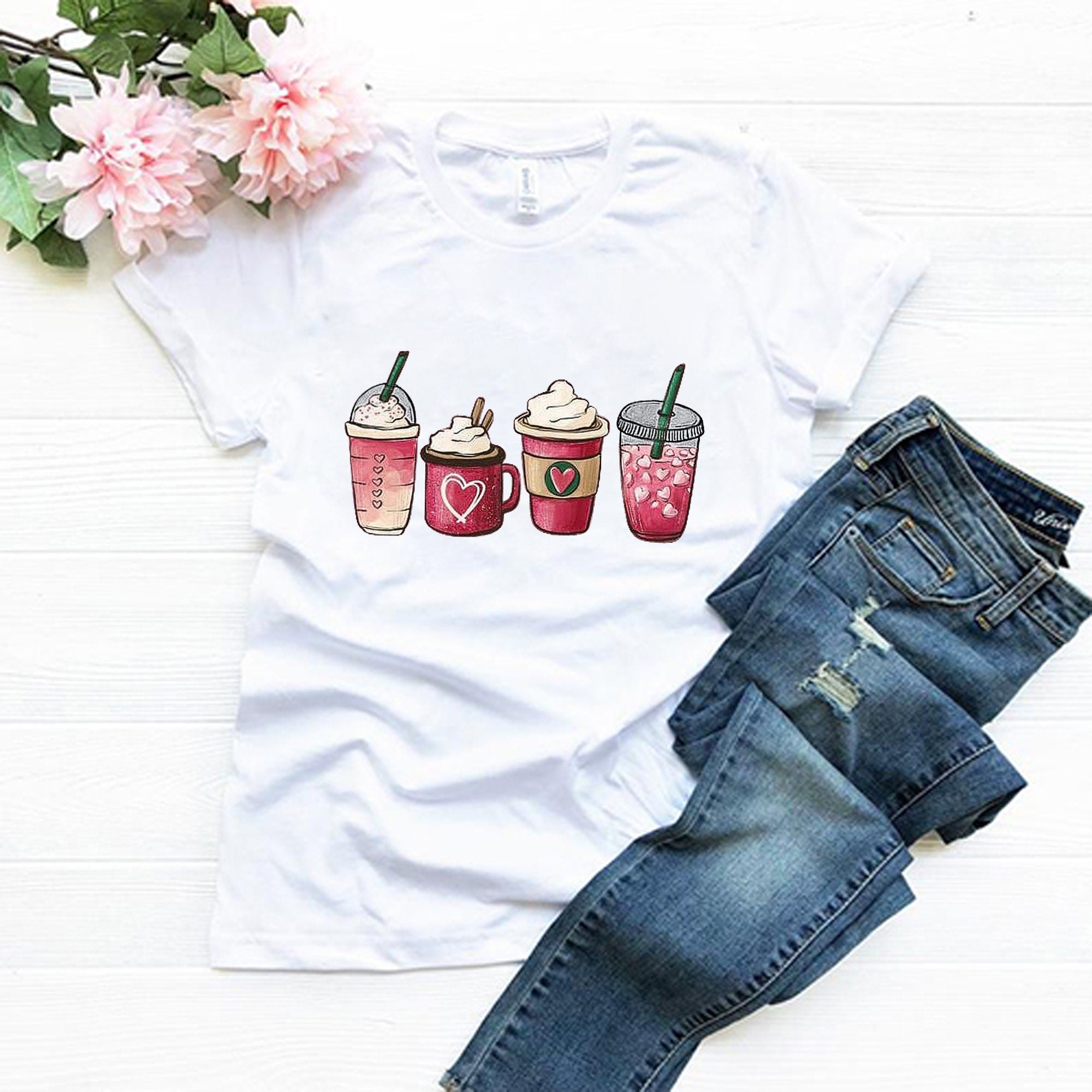 4 cups Tee Shirt | Short-Sleeve Unisex T-Shirt | Everyday Shirt For Her | Graphic Women Tees | Summer Outfit Shirt