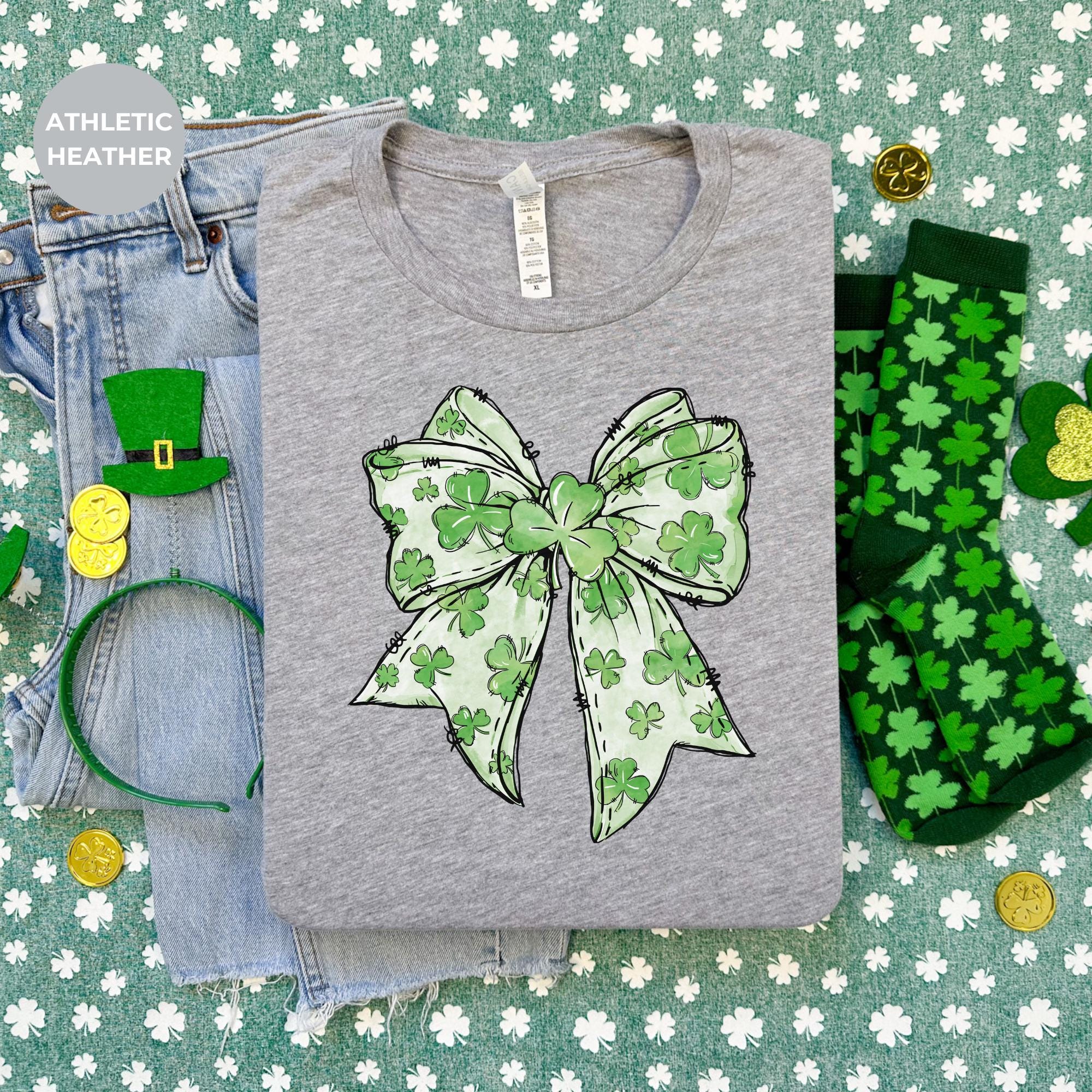 St. Patrick's Day Ribbon Shirt for Women – Funny Irish Tee – Lucky Clover Shamrock Top – Cute St. Patty’s Outfit – Aesthetic Crochet T Shirt