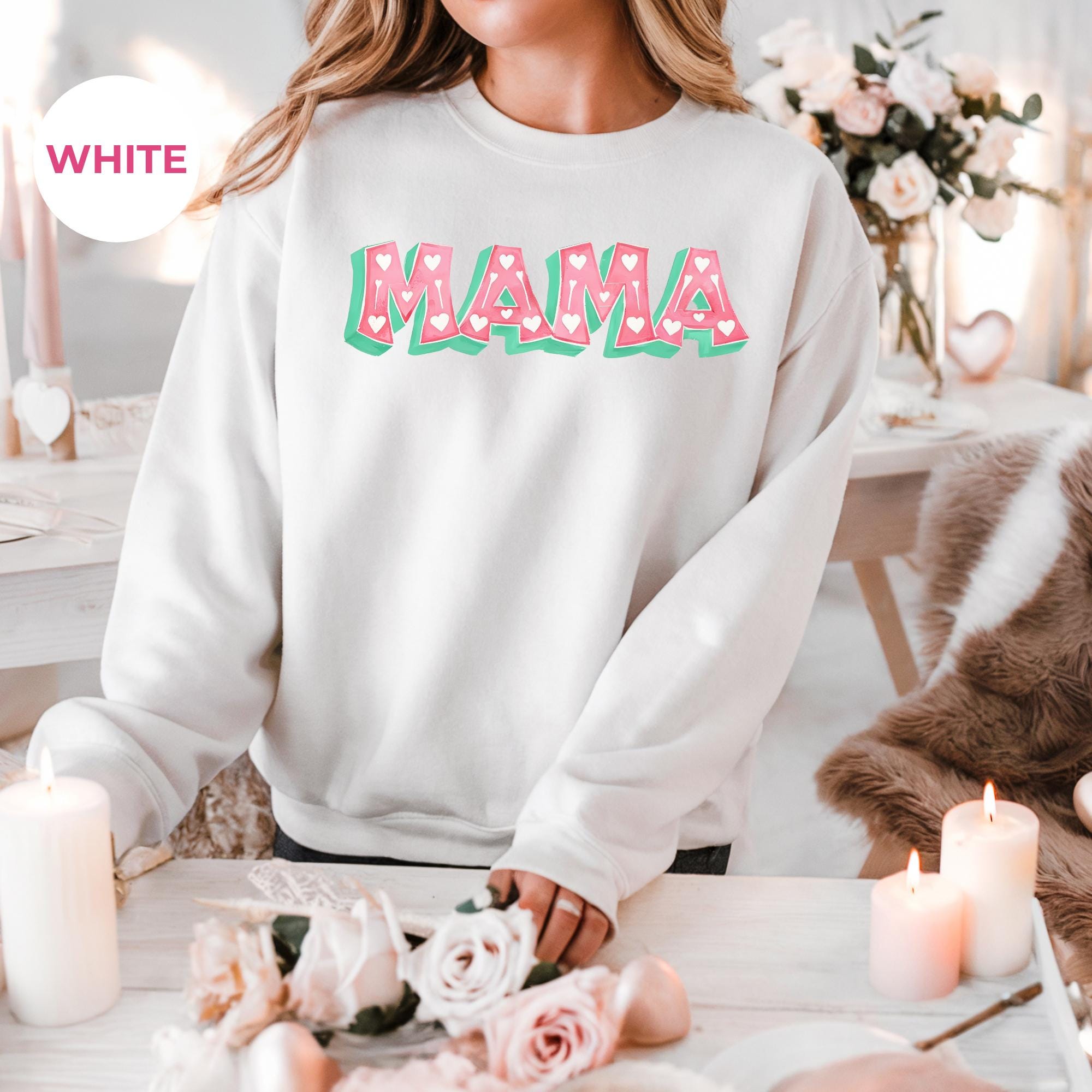 Mama Sleeve Print | Mama Heart Sweatshirt | Mama Valentine Sweatshirt | Women's Valentines Day Sweatshirt | Valentines