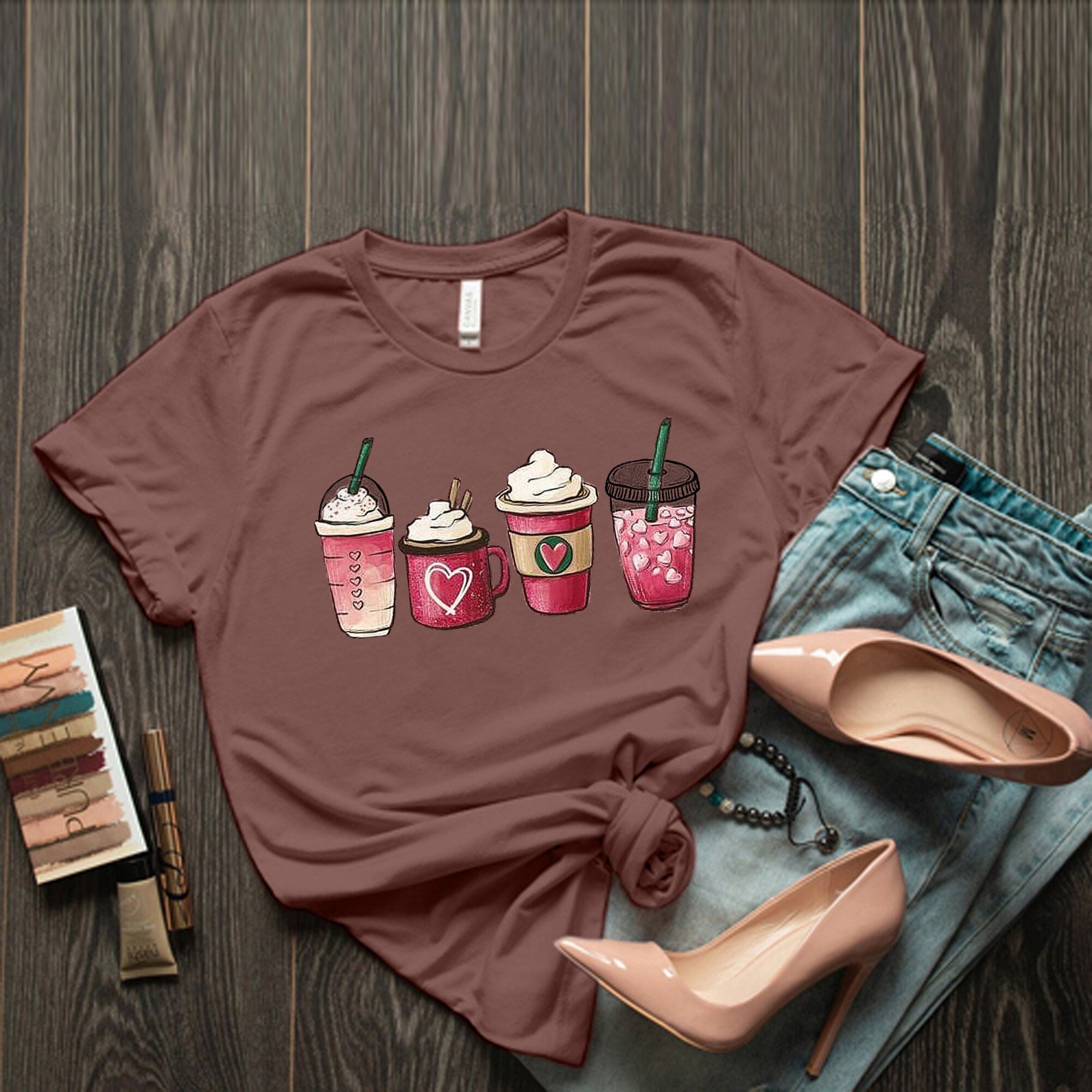 4 cups Tee Shirt | Short-Sleeve Unisex T-Shirt | Everyday Shirt For Her | Graphic Women Tees | Summer Outfit Shirt