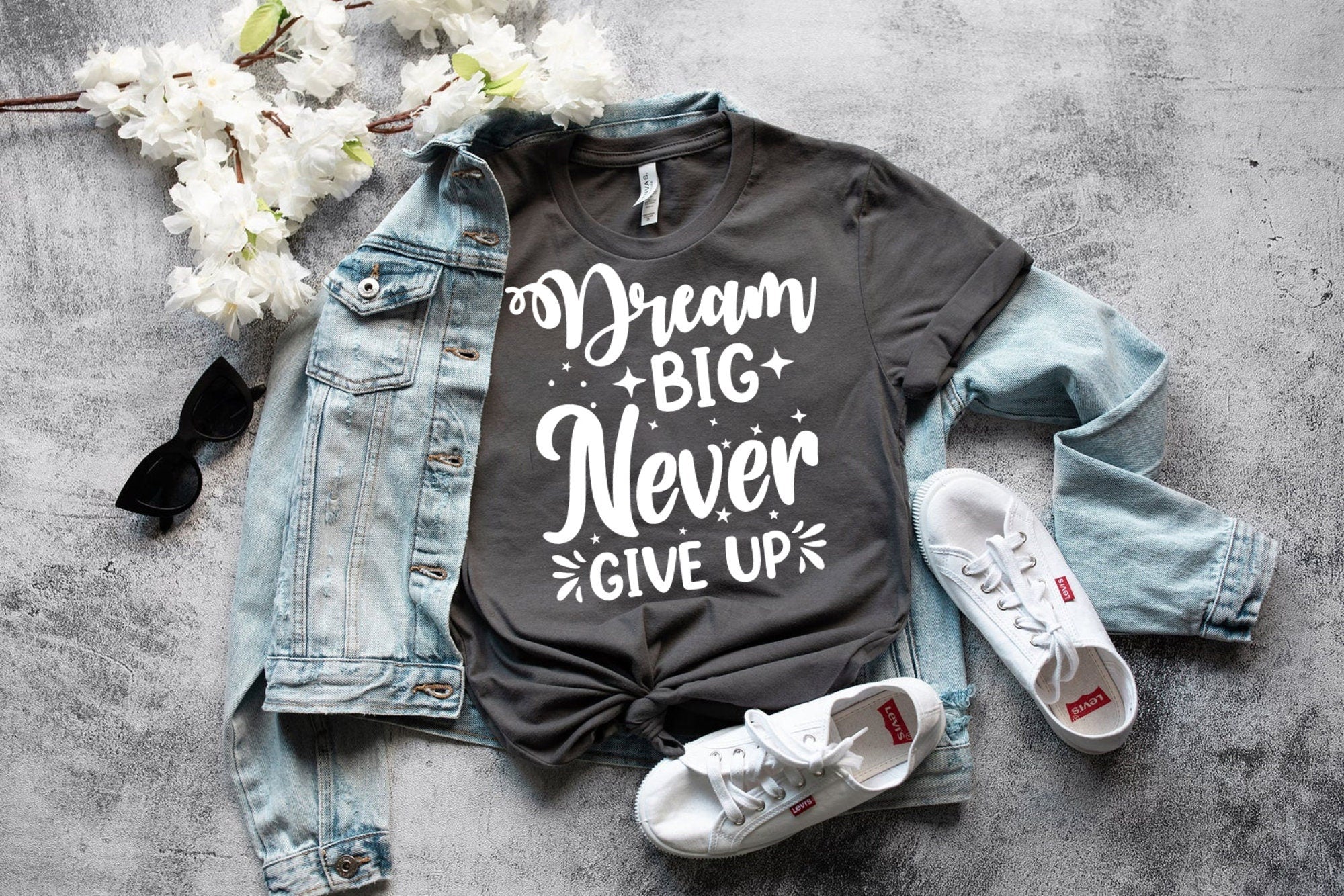 Dream Big Never Give Up T-Shirts | Follow Your Dreams Shirt | Motivation T Shirt | Encouragement T Shirt Gift | Support Shirt | PowerShirt