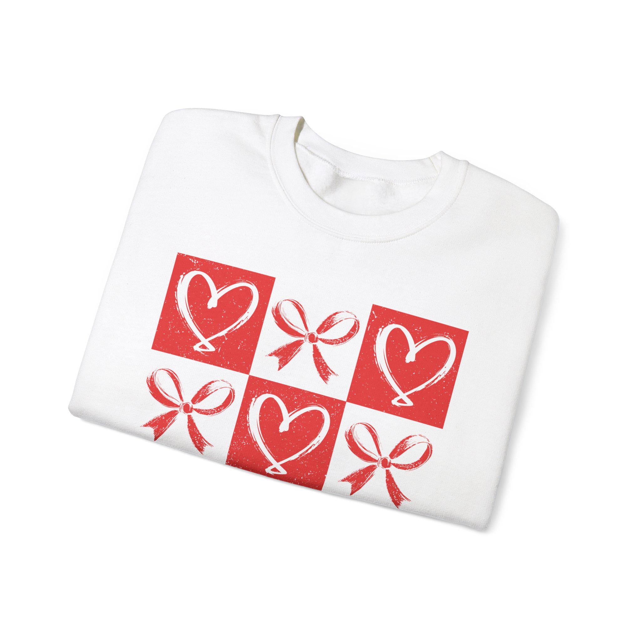 Red Hearts Valentines Sweatshirt, Women's Valentine's Day Top, Love Theme Shirt, Romantic Gift