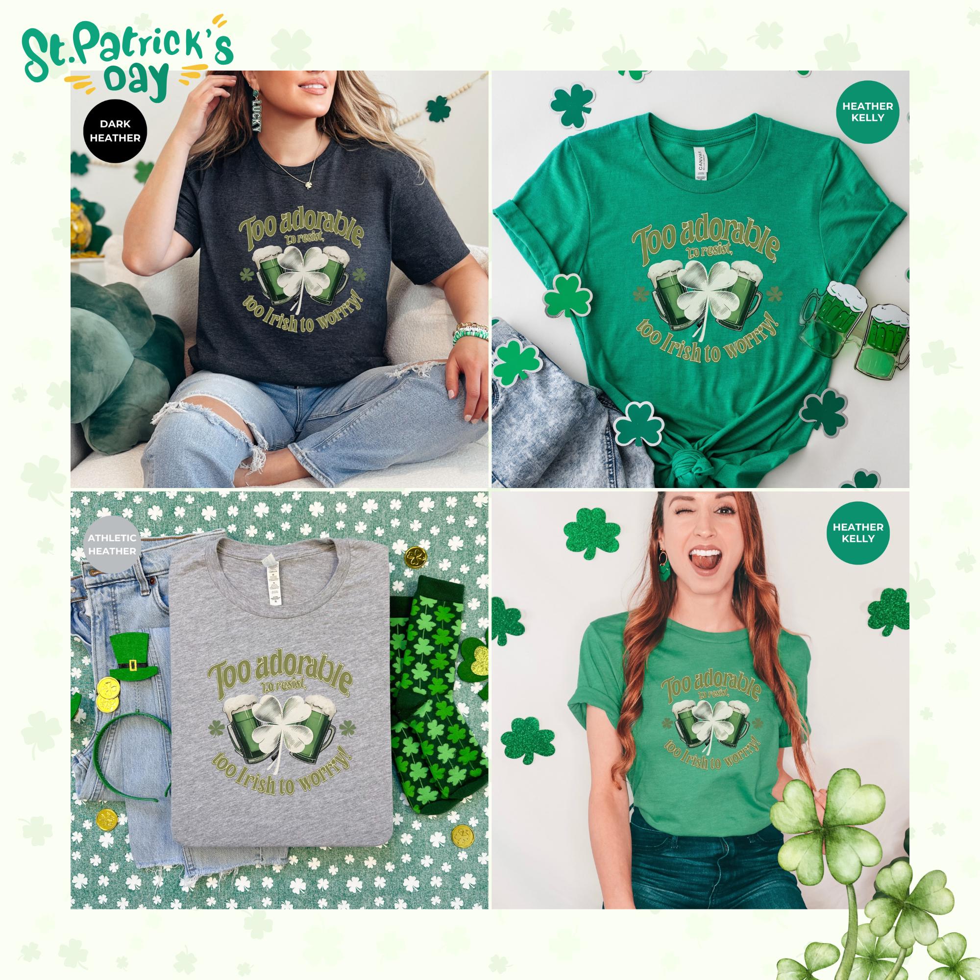 Too adorable shirt for st patrick, St. Patrick's Day Shirt – Irish Green Shamrock Tee, Lucky Clover Graphic T-Shirt, gift for her, clothing