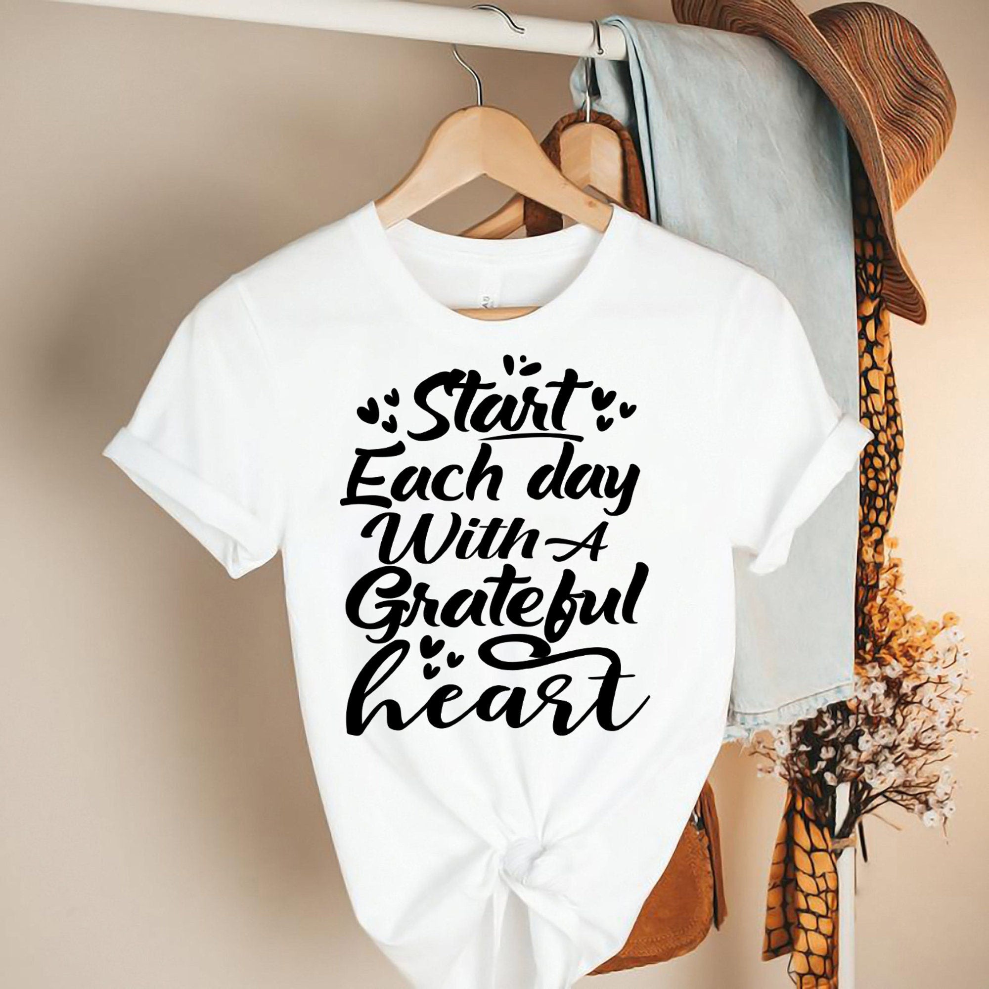 Start Each Day With A Grateful Heart T-shirts | Blessed Mom Shirt | Kindness Shirt | The Blessing Shirt | Self Love Shirt | Happiness Shirt