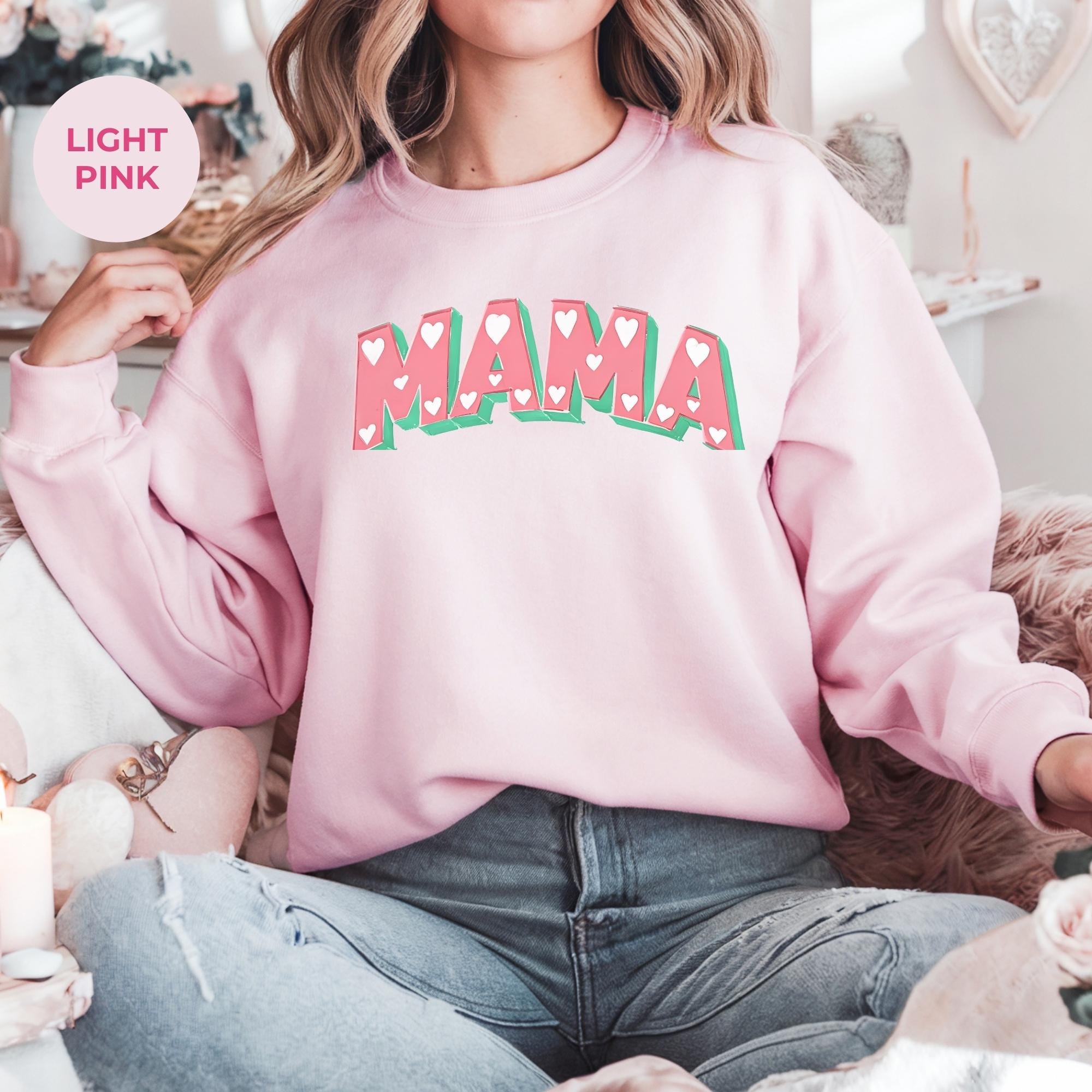 Mama Sleeve Print Valentine Sweatshirt | Mama Valentine Sweatshirt | Womens Valentines Day Sweatshirt | Mom Valentines Gift