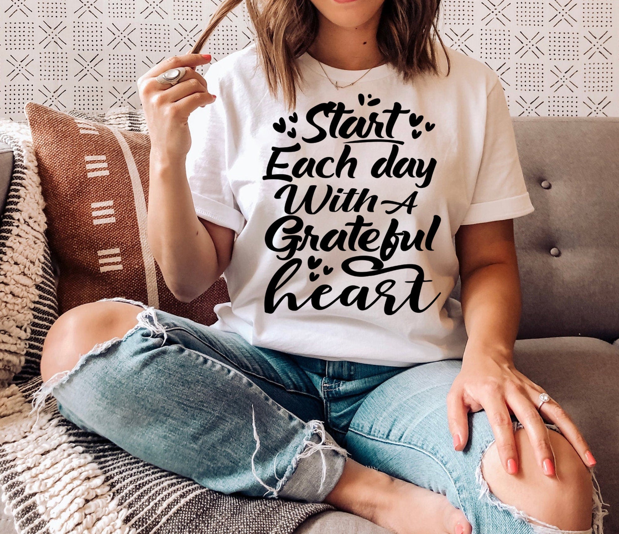 Start Each Day With A Grateful Heart T-shirts | Blessed Mom Shirt | Kindness Shirt | The Blessing Shirt | Self Love Shirt | Happiness Shirt