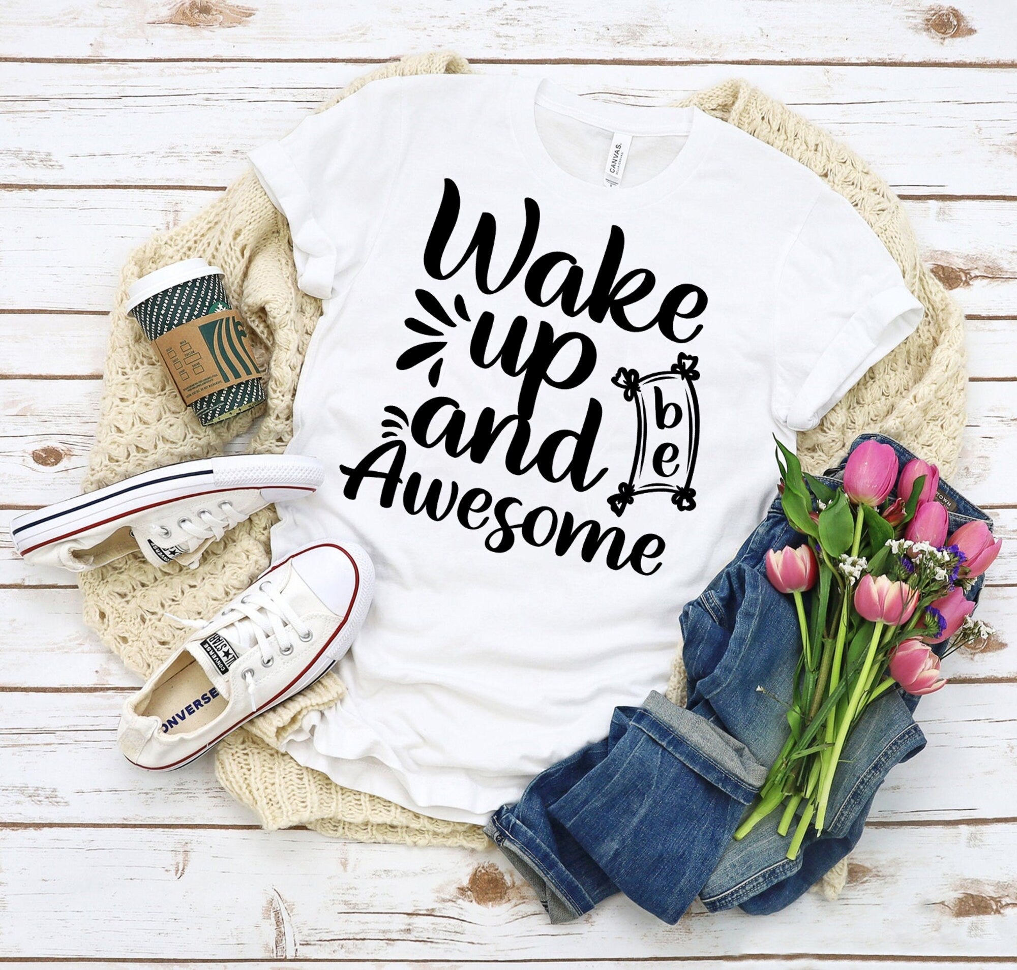 Wake Up And Be Awesome T-Shirts | Wake Up Shirt | Workout Shirt | Unisex | Funny Saying Shirt | Sarcastic Tee Shirt | Be Awesome Shirt |Gift