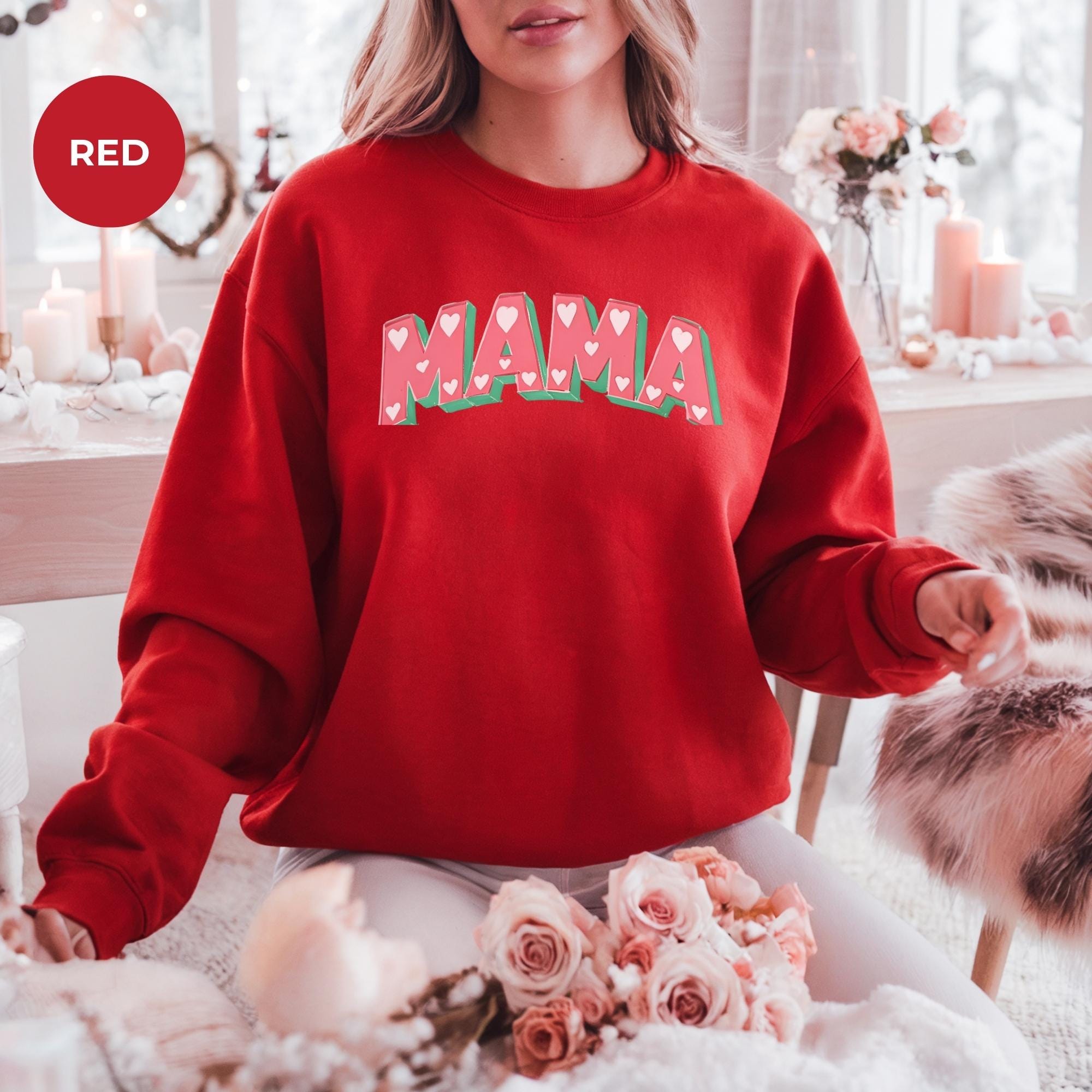 Mama Sleeve Print Valentine Sweatshirt | Mama Valentine Sweatshirt | Womens Valentines Day Sweatshirt | Mom Valentines Gift