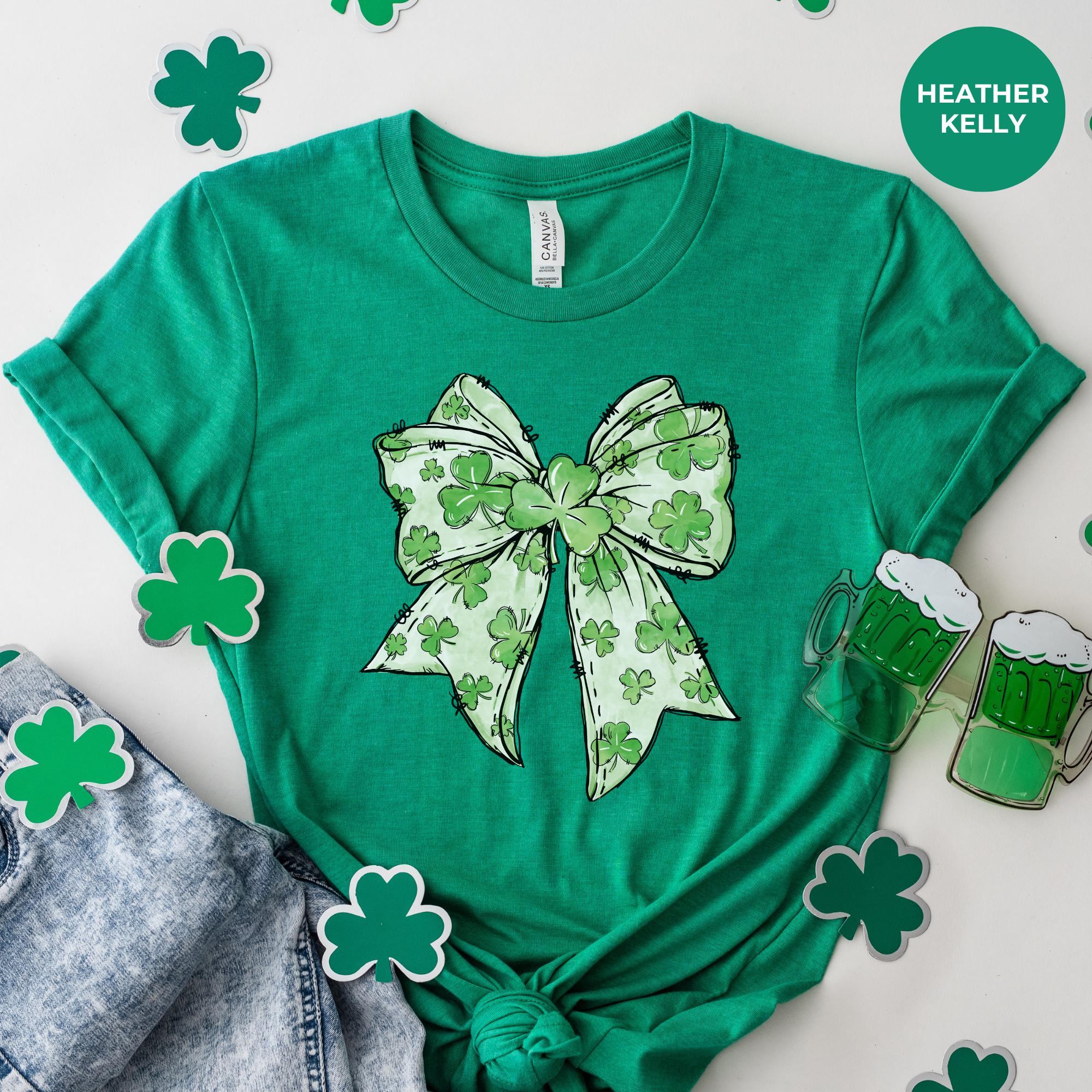 St. Patrick's Day Ribbon Shirt for Women – Funny Irish Tee – Lucky Clover Shamrock Top – Cute St. Patty’s Outfit – Aesthetic Crochet T Shirt