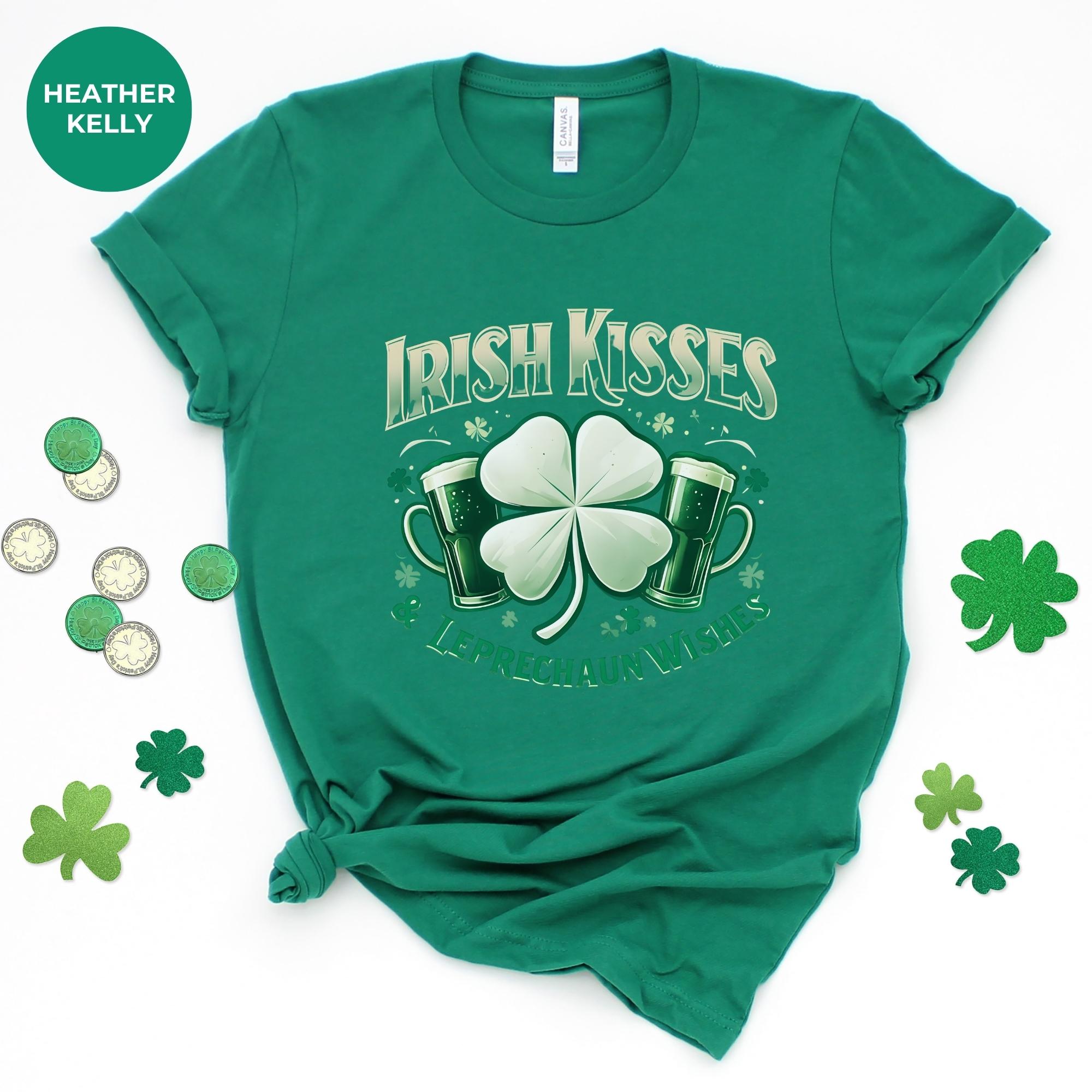 IRISH KISSESS SHIRT for Women | Festive St. Patrick's Day Top | St Patricks Day Shamrock Shirt | Ladies Saint Patrick's Day Shirt | clothing