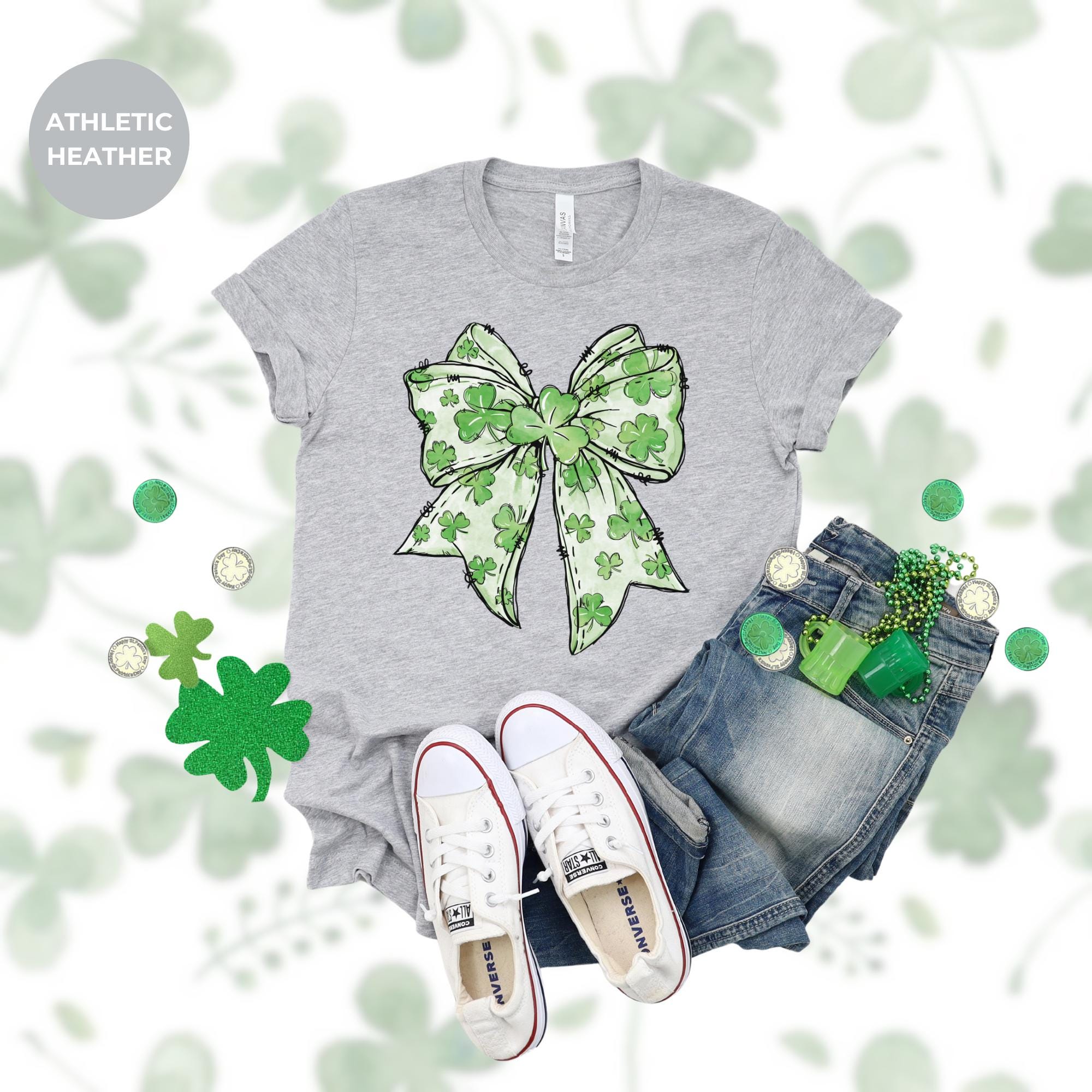 St. Patrick's Day Ribbon Shirt for Women – Funny Irish Tee – Lucky Clover Shamrock Top – Cute St. Patty’s Outfit – Aesthetic Crochet T Shirt