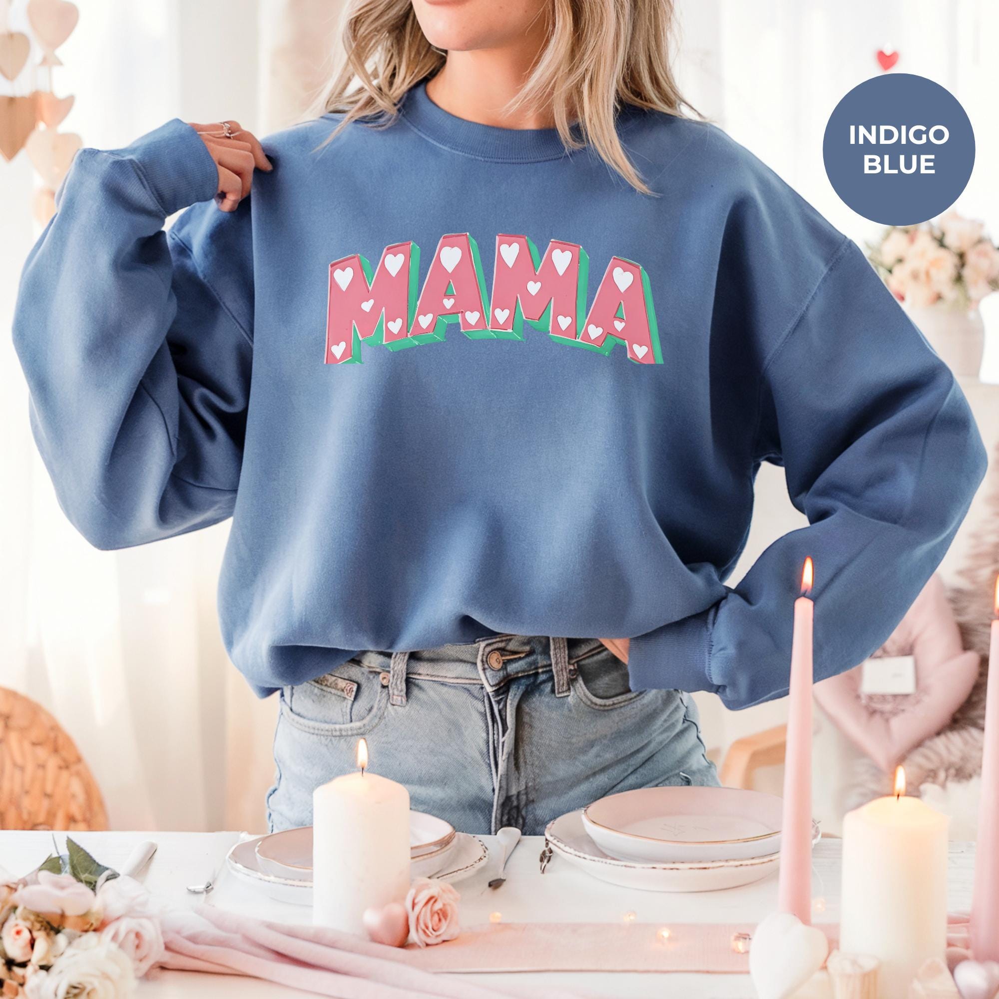 Mama Sleeve Print Valentine Sweatshirt | Mama Valentine Sweatshirt | Womens Valentines Day Sweatshirt | Mom Valentines Gift