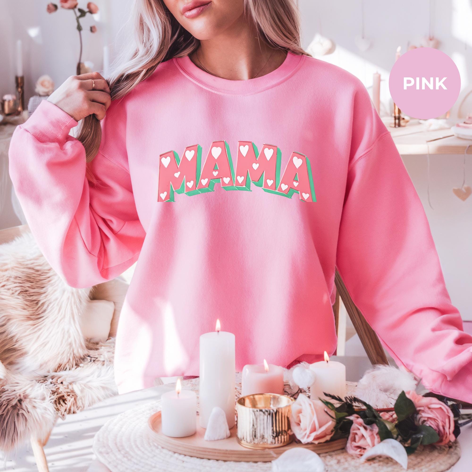 Mama Sleeve Print Valentine Sweatshirt | Mama Valentine Sweatshirt | Womens Valentines Day Sweatshirt | Mom Valentines Gift