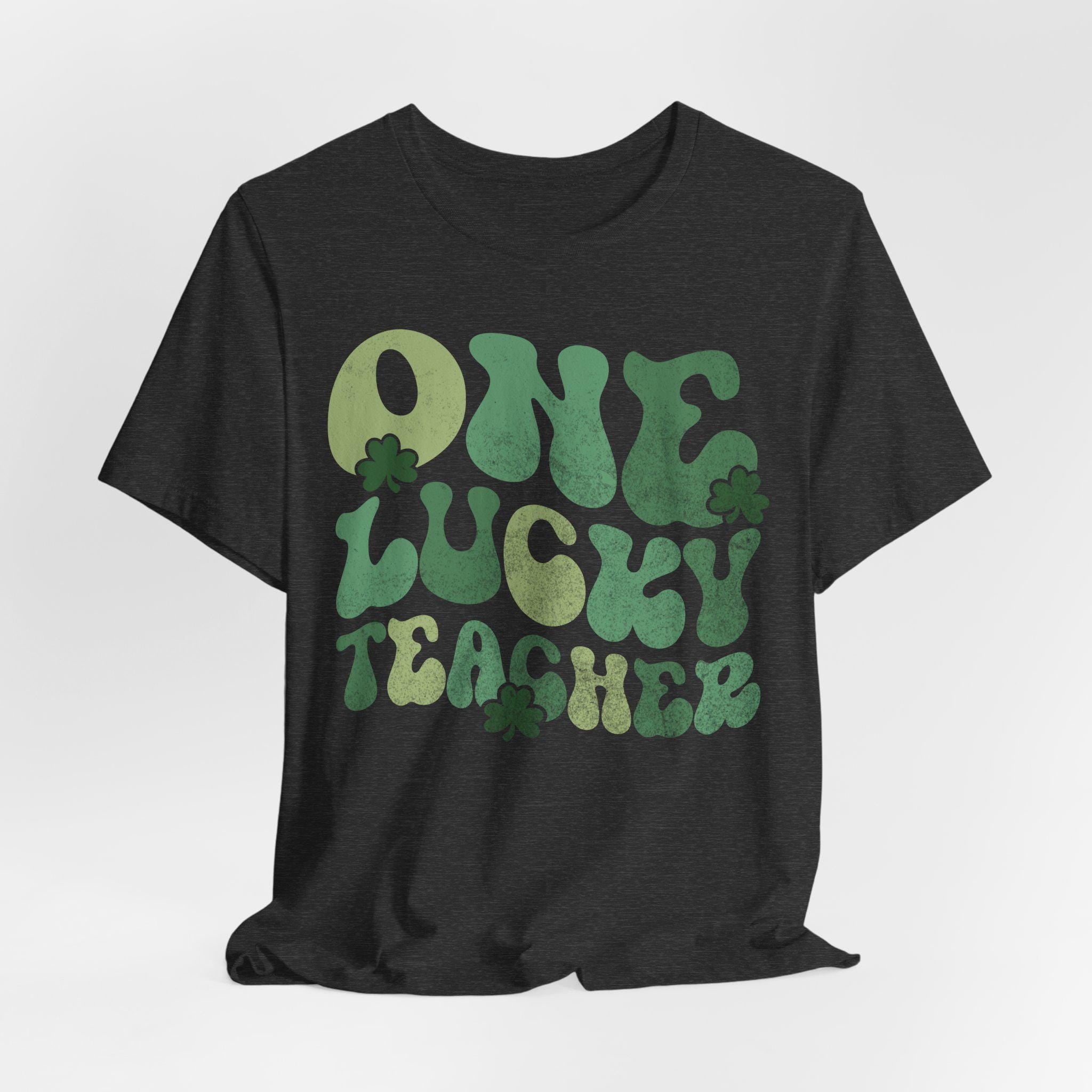 One lucky teacher - St Patrick Day T-Shirt - Lucky Shamrock Tee - Green St Paddy Day Shirt - Irish Graphic - Clover T-Shirt