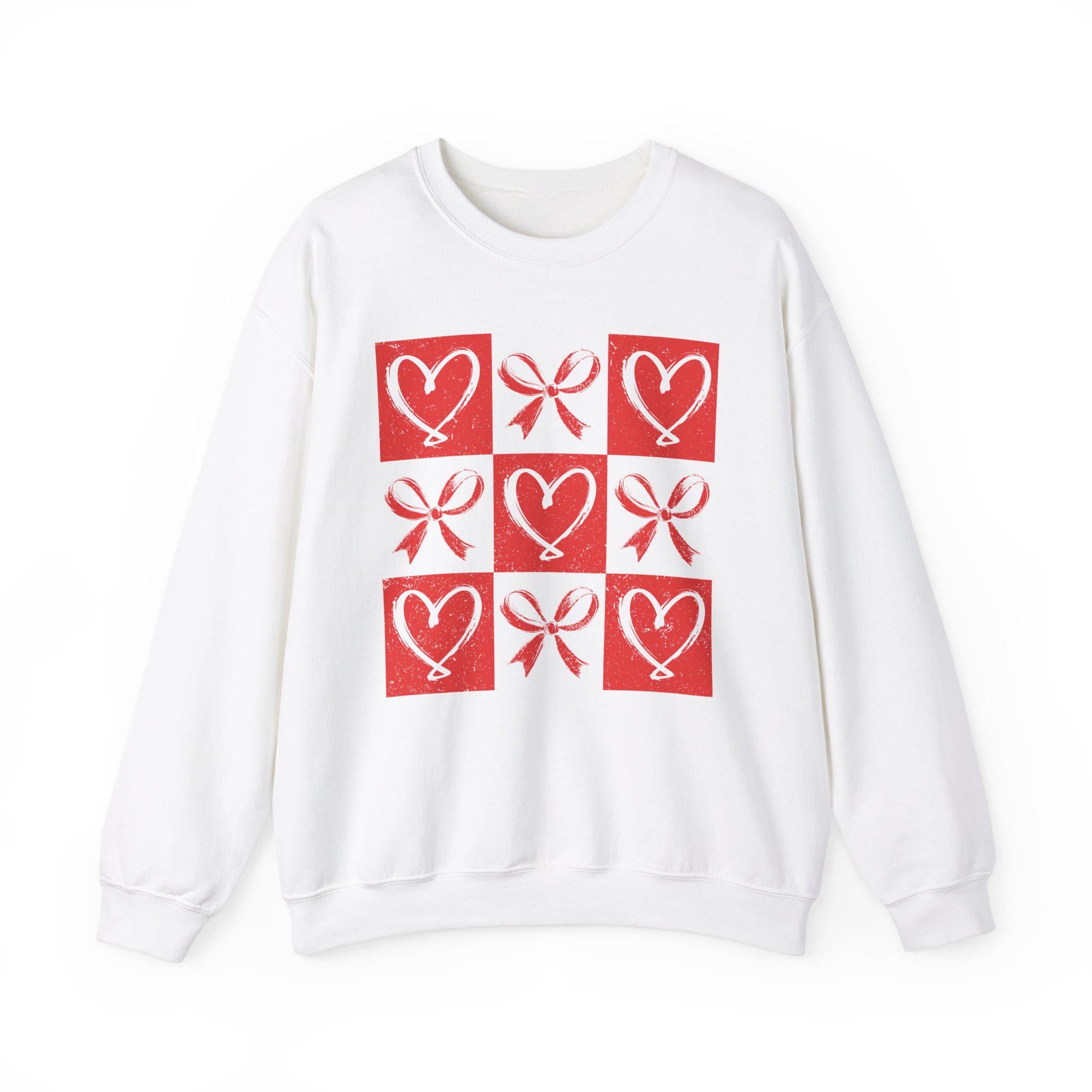 Red Hearts Valentines Sweatshirt, Women's Valentine's Day Top, Love Theme Shirt, Romantic Gift