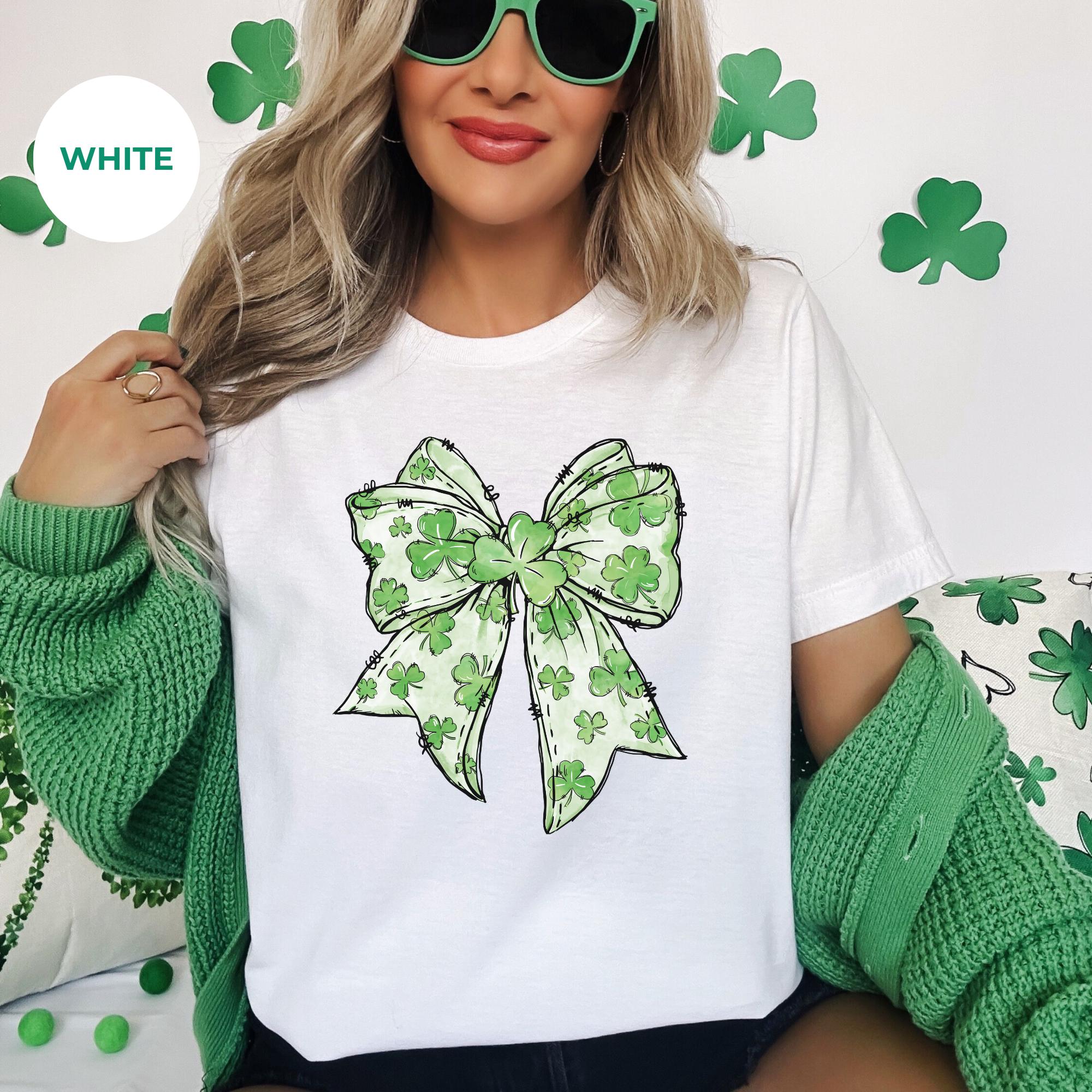 St. Patrick's Day Ribbon Shirt for Women – Funny Irish Tee – Lucky Clover Shamrock Top – Cute St. Patty’s Outfit – Aesthetic Crochet T Shirt