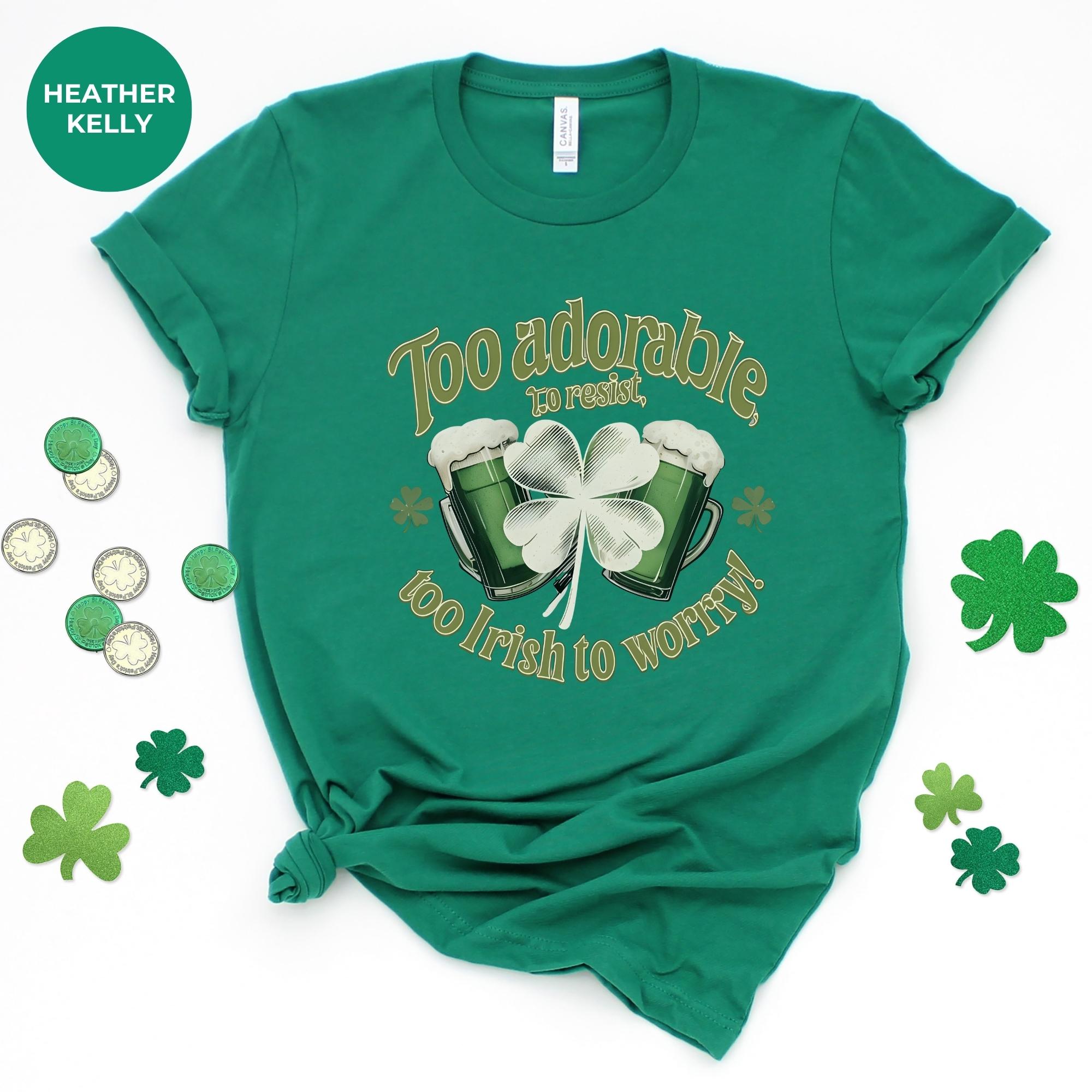 Too adorable shirt for st patrick, St. Patrick's Day Shirt – Irish Green Shamrock Tee, Lucky Clover Graphic T-Shirt, gift for her, clothing