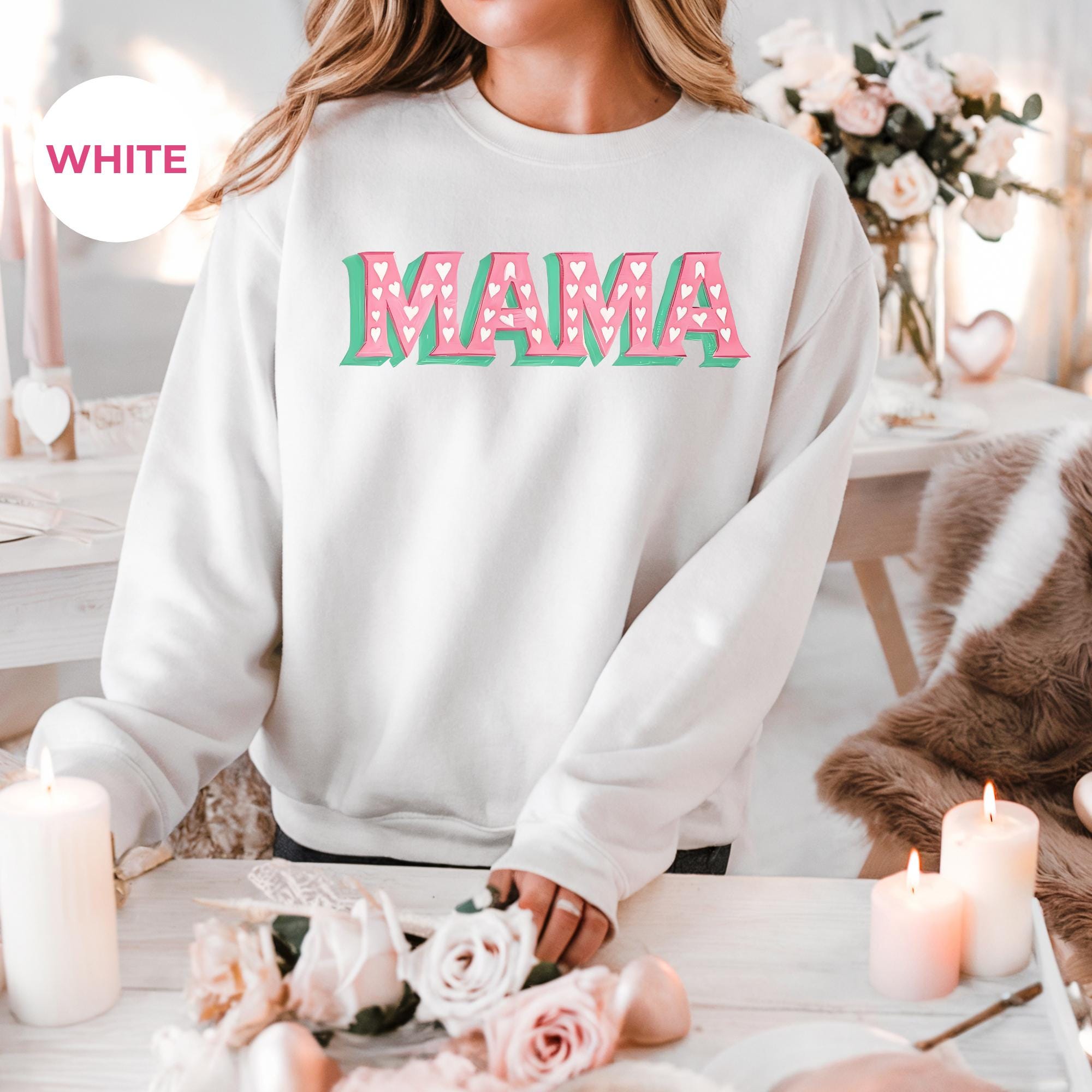 Mama Valentine Sweatshirt | Women's Valentines Day Sweatshirt | Mama Sleeve Print | Mama Heart Sweatshirt | Valentines