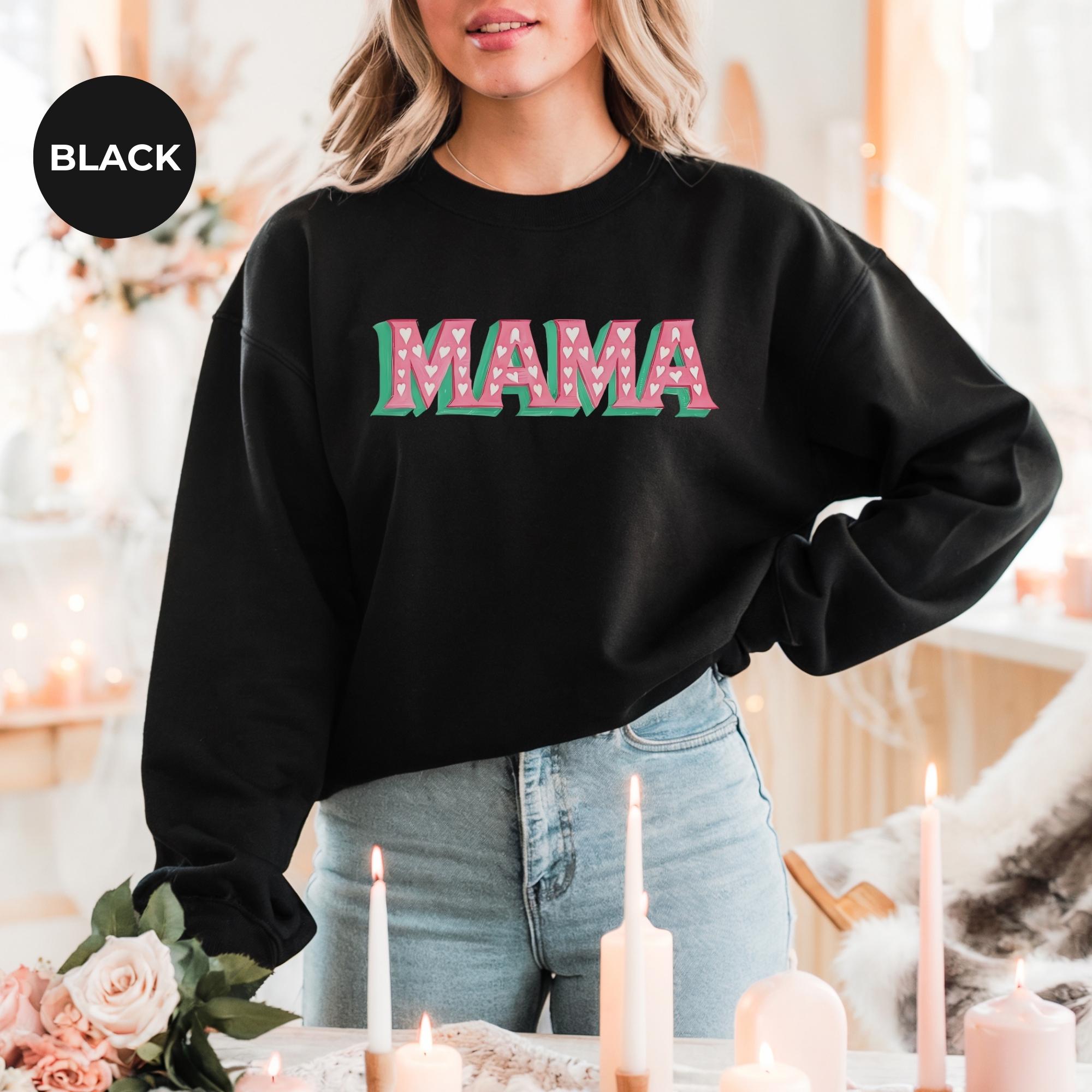 Mama Valentine Sweatshirt | Women's Valentines Day Sweatshirt | Mama Sleeve Print | Mama Heart Sweatshirt | Valentines