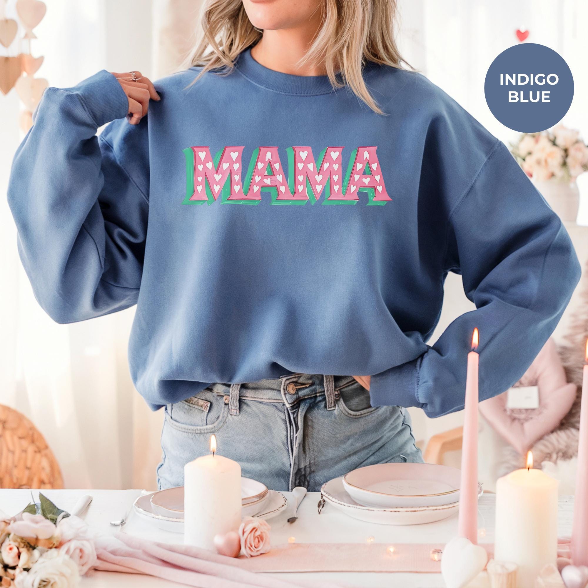 Mama Valentine Sweatshirt | Women's Valentines Day Sweatshirt | Mama Sleeve Print | Mama Heart Sweatshirt | Valentines