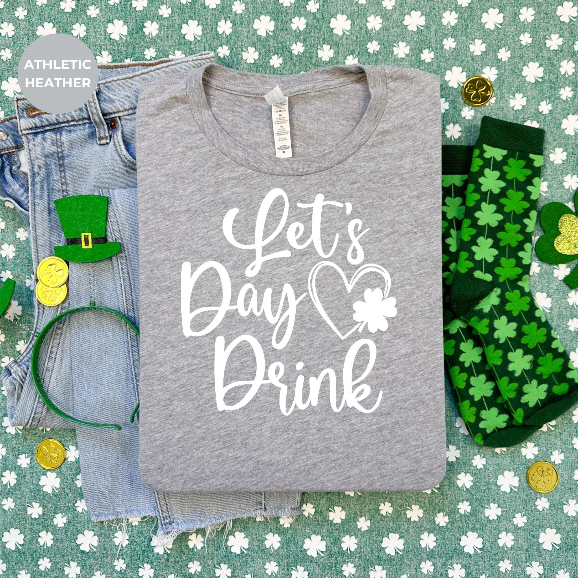 St Patrick Day T-Shirt - Lets day drink - Lucky Shamrock Tee - Green St Paddy Day Shirt - Irish Graphic - Clover T-Shirt - Design tshirt