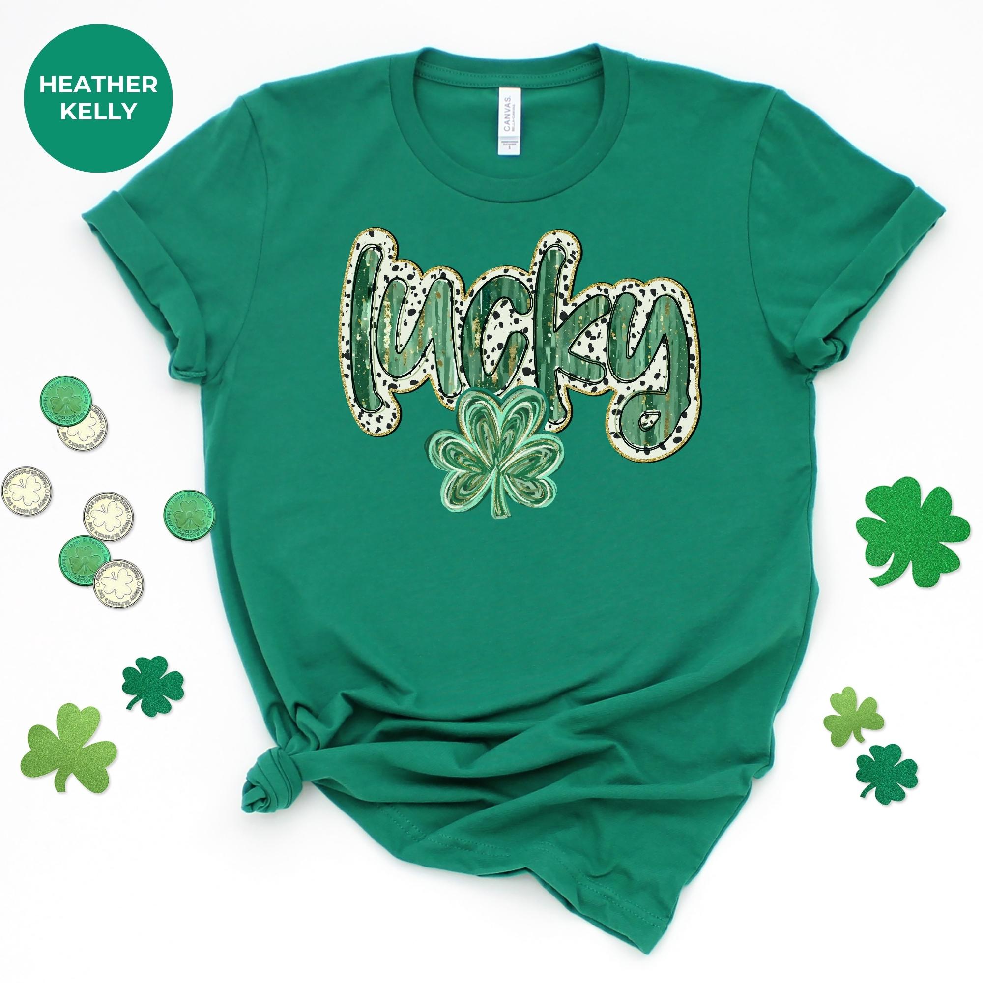 Lucky Tshirt design - Irish Graphic Tee - St Patrick Day Shirt - Shamrock Shirt - Funny St Patricks Day Shirt - Green Shirt for Women