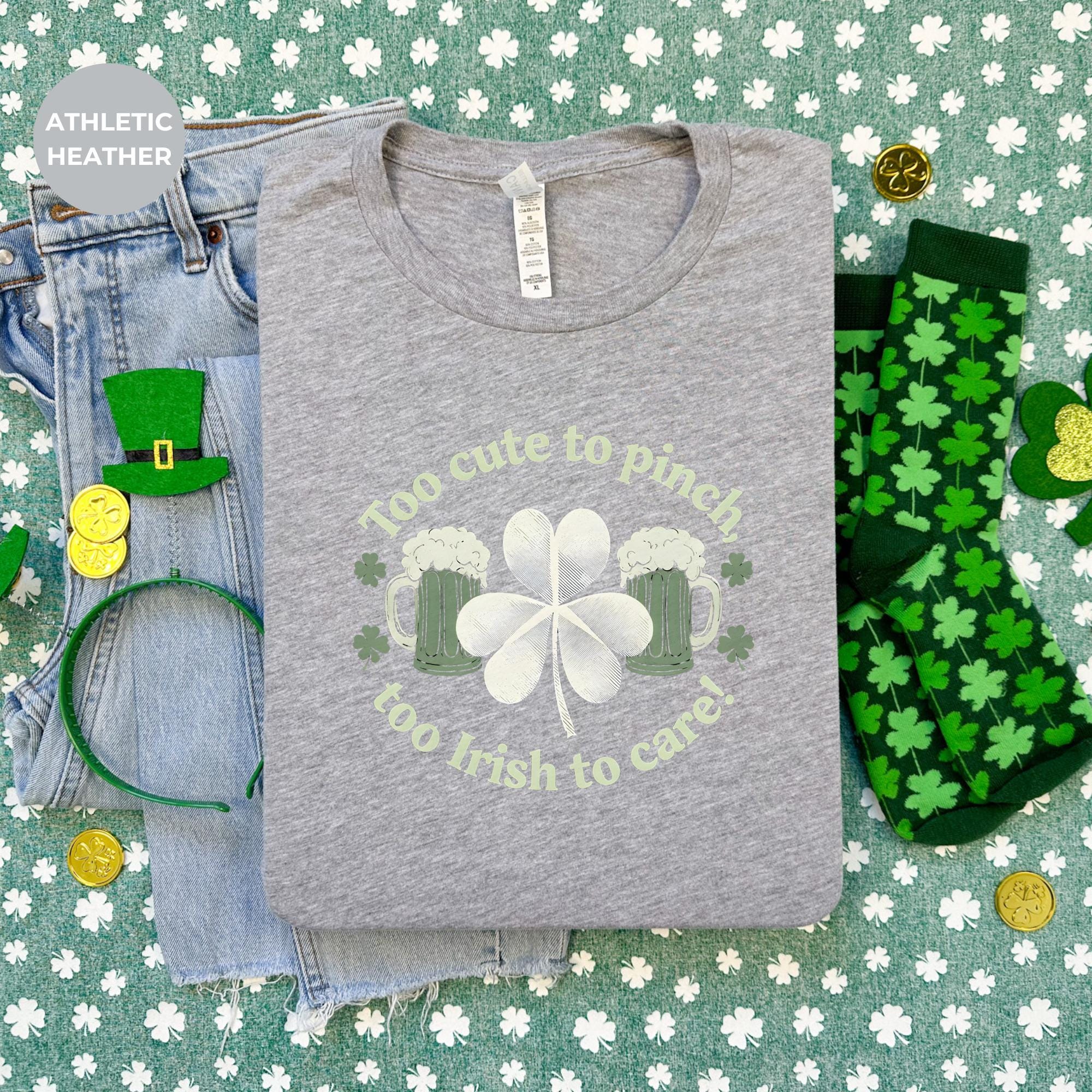 Too cute to pinch Saint Patrick's Shirt | Irish T-Shirt | Green St. Patrick's Day Shirt | Women's Irish Shirt | gift for mom | Holiday Gift