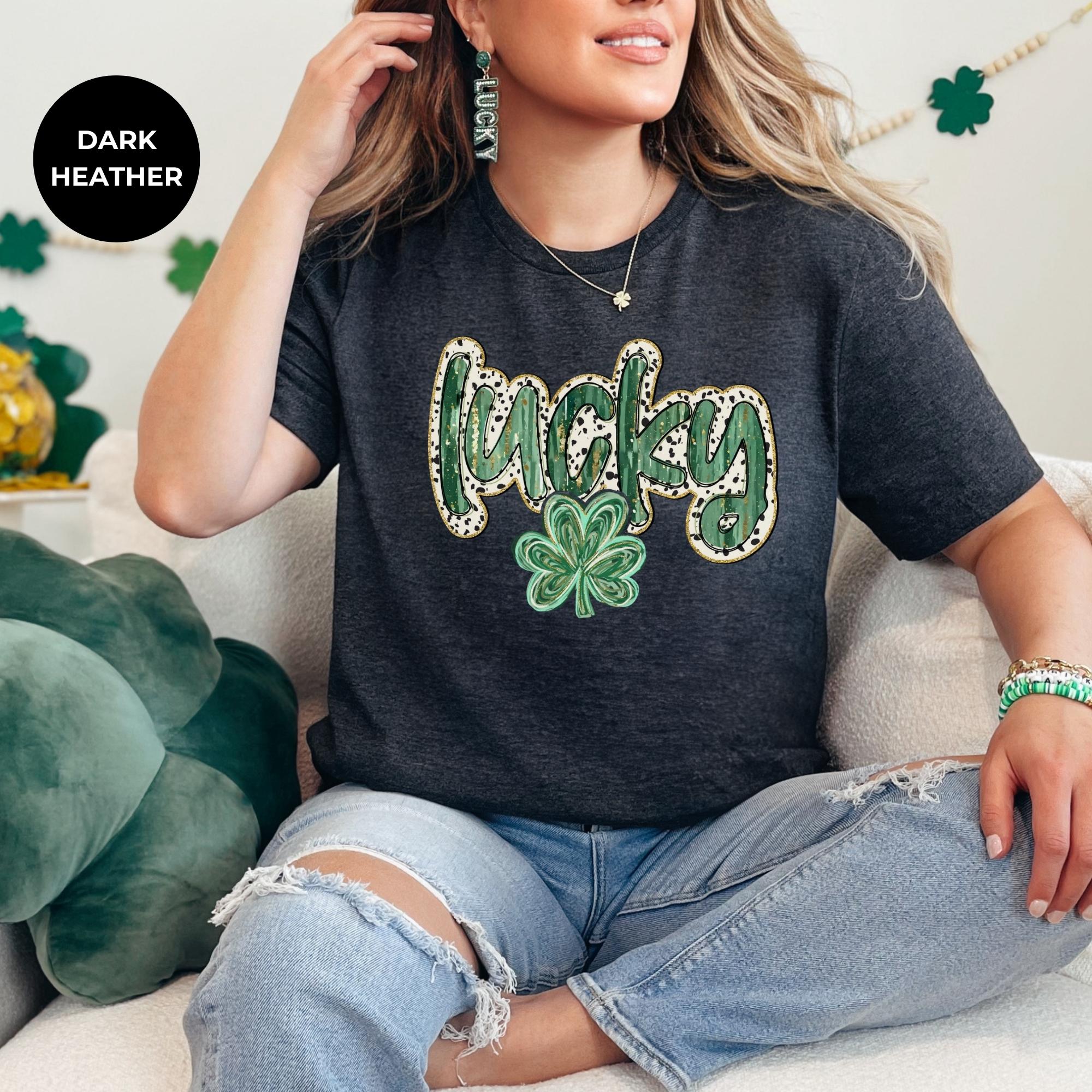 Lucky Tshirt design - Irish Graphic Tee - St Patrick Day Shirt - Shamrock Shirt - Funny St Patricks Day Shirt - Green Shirt for Women