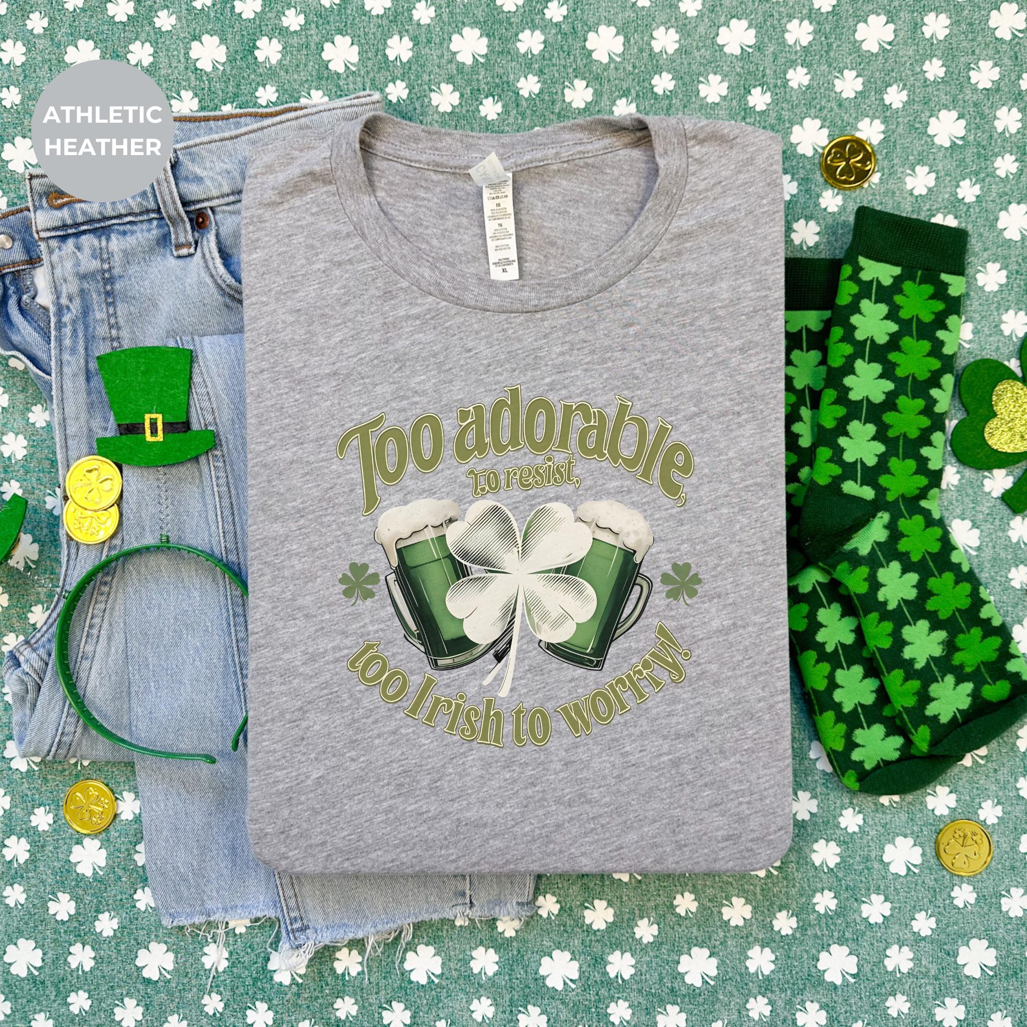 Too adorable shirt for st patrick, St. Patrick's Day Shirt – Irish Green Shamrock Tee, Lucky Clover Graphic T-Shirt, gift for her, clothing