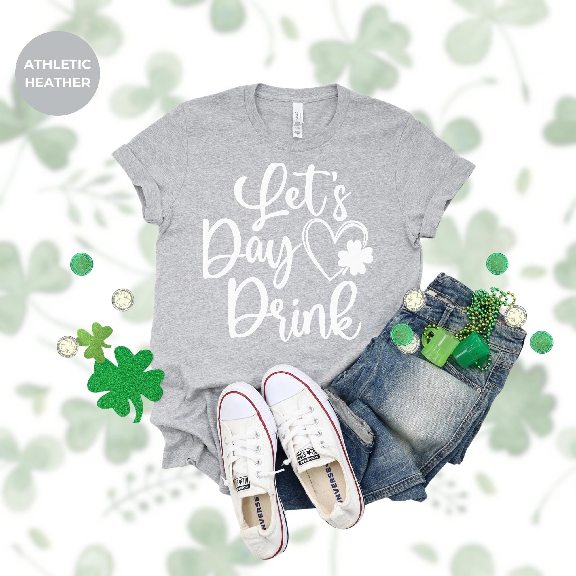 St Patrick Day T-Shirt - Lets day drink - Lucky Shamrock Tee - Green St Paddy Day Shirt - Irish Graphic - Clover T-Shirt - Design tshirt