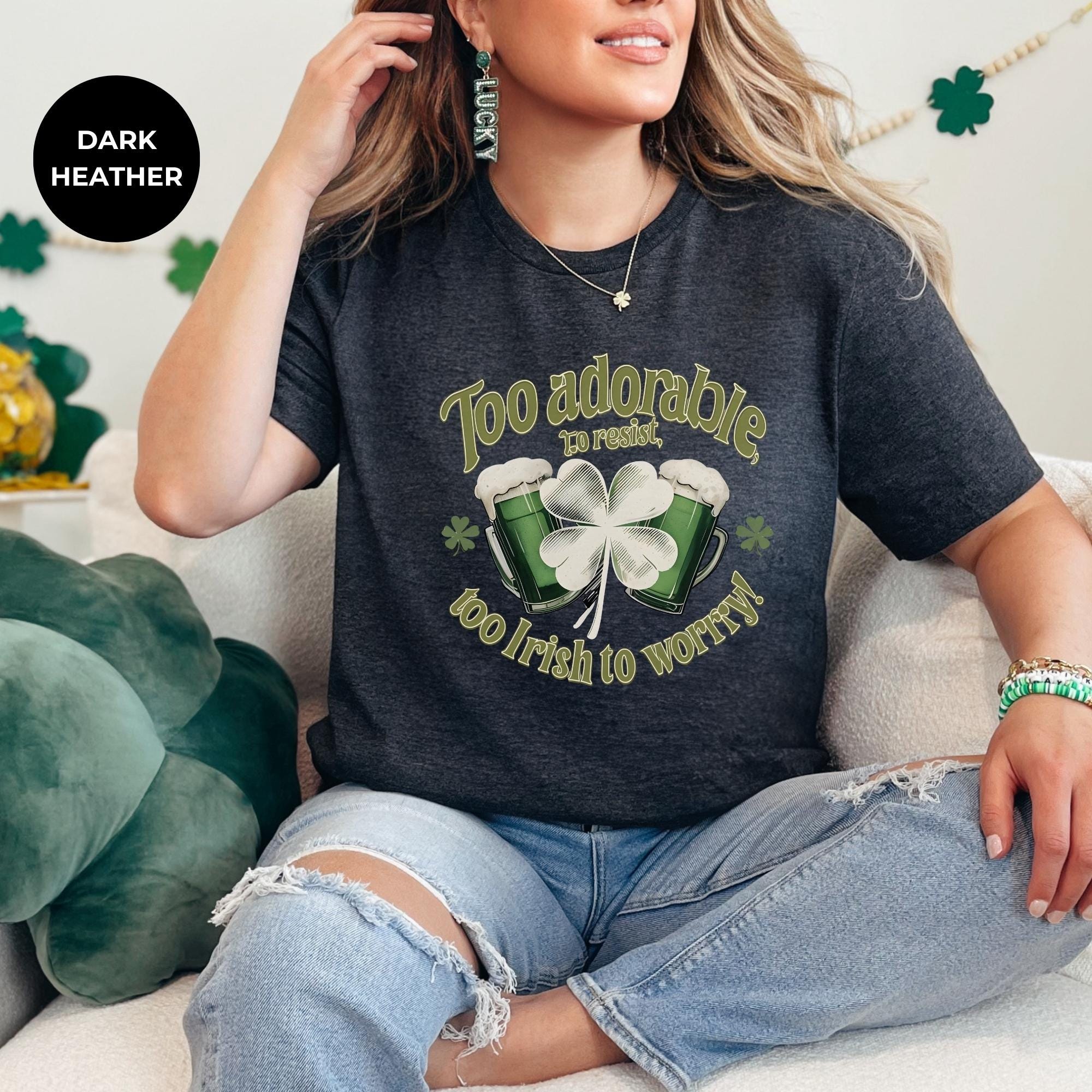 Too adorable shirt for st patrick, St. Patrick's Day Shirt – Irish Green Shamrock Tee, Lucky Clover Graphic T-Shirt, gift for her, clothing