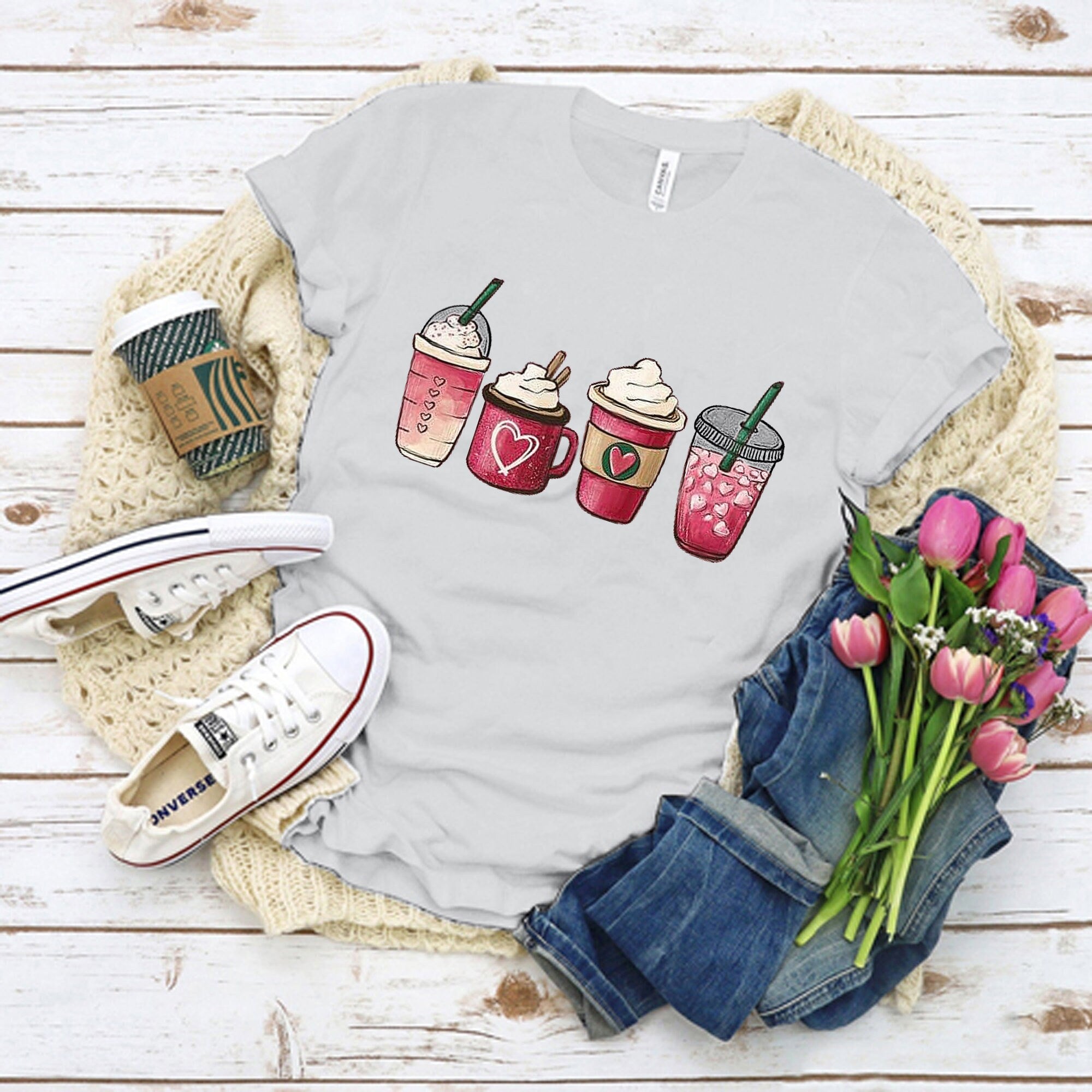 4 cups Tee Shirt | Short-Sleeve Unisex T-Shirt | Everyday Shirt For Her | Graphic Women Tees | Summer Outfit Shirt