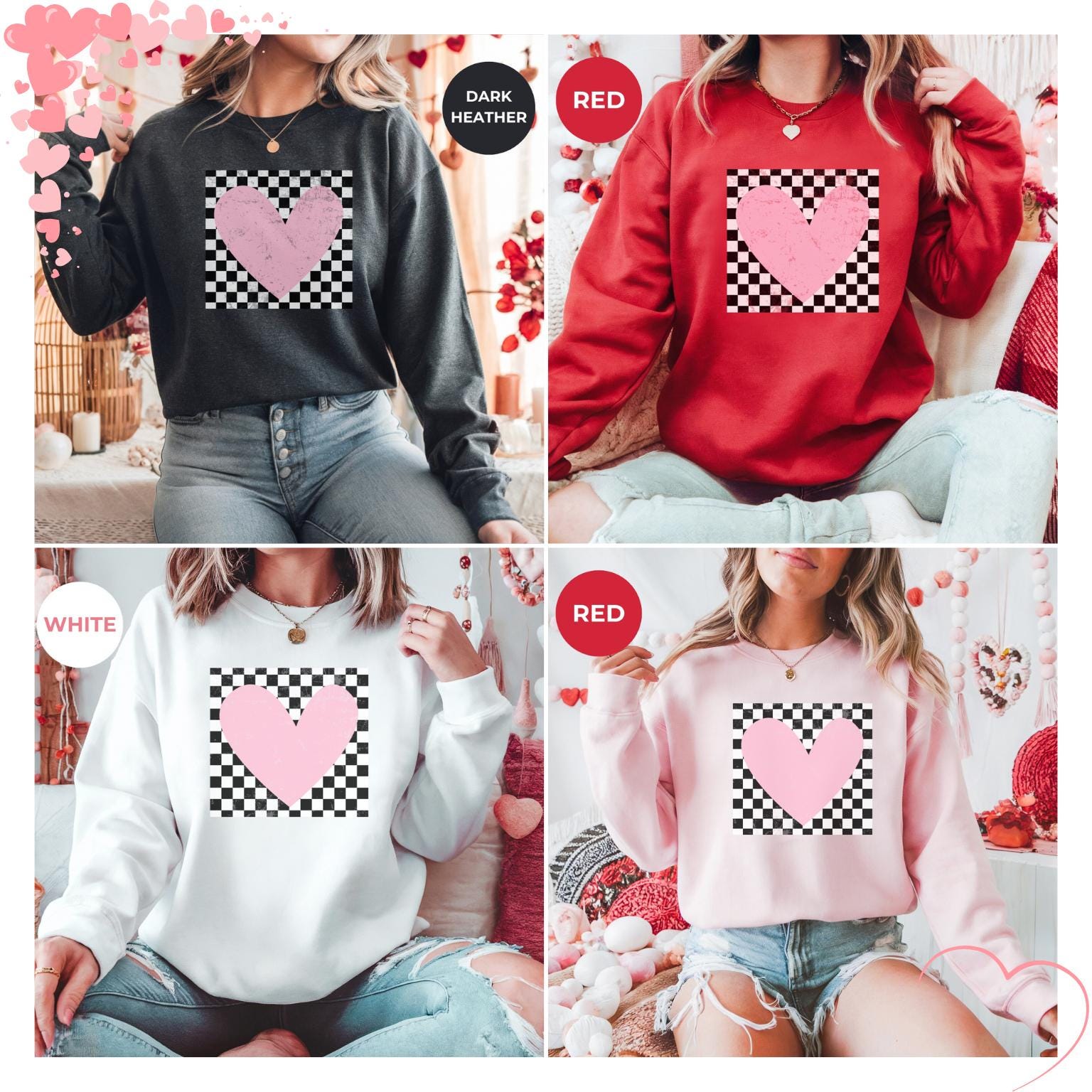 Valentine Sweatshirt for Women – Romantic Heart Pullover – Cute Cozy Gift for Her