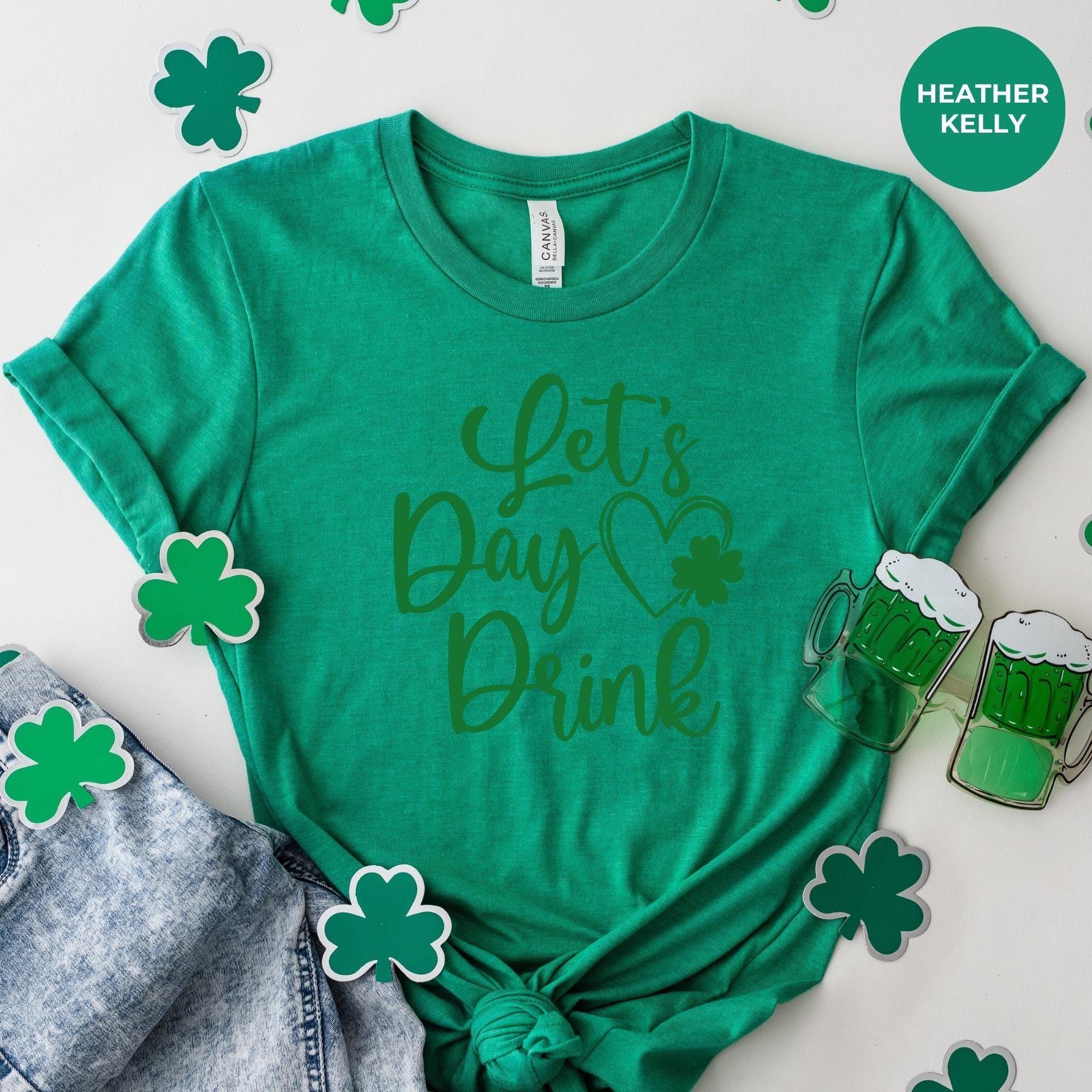 Lets day drink shirt - Irish Graphic St Patrick Day T-Shirt - Green shirt - Green St Paddy Day Shirt - St Pat's Gift - Tshirt design