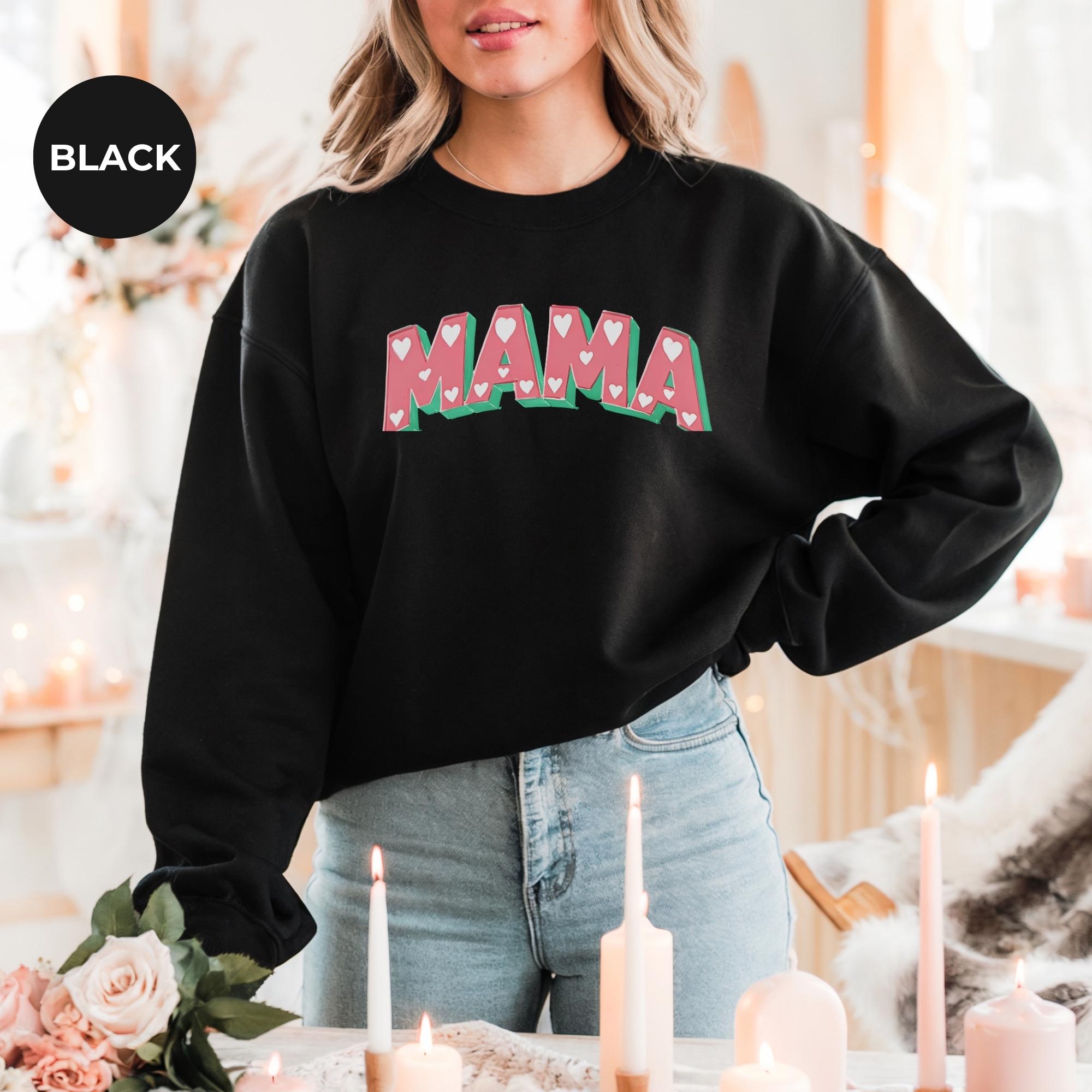 Mama Sleeve Print Valentine Sweatshirt | Mama Valentine Sweatshirt | Womens Valentines Day Sweatshirt | Mom Valentines Gift