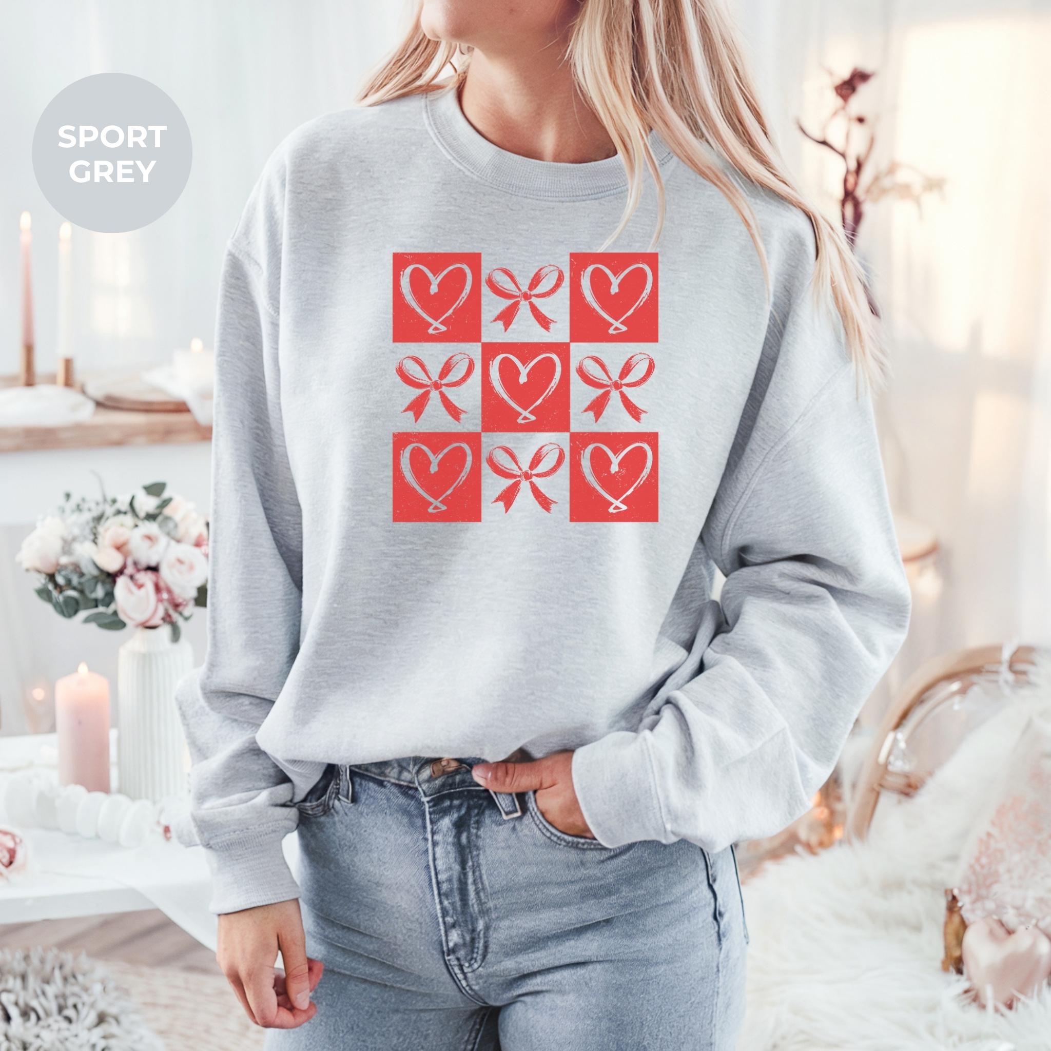 Red Hearts Valentines Sweatshirt, Women's Valentine's Day Top, Love Theme Shirt, Romantic Gift