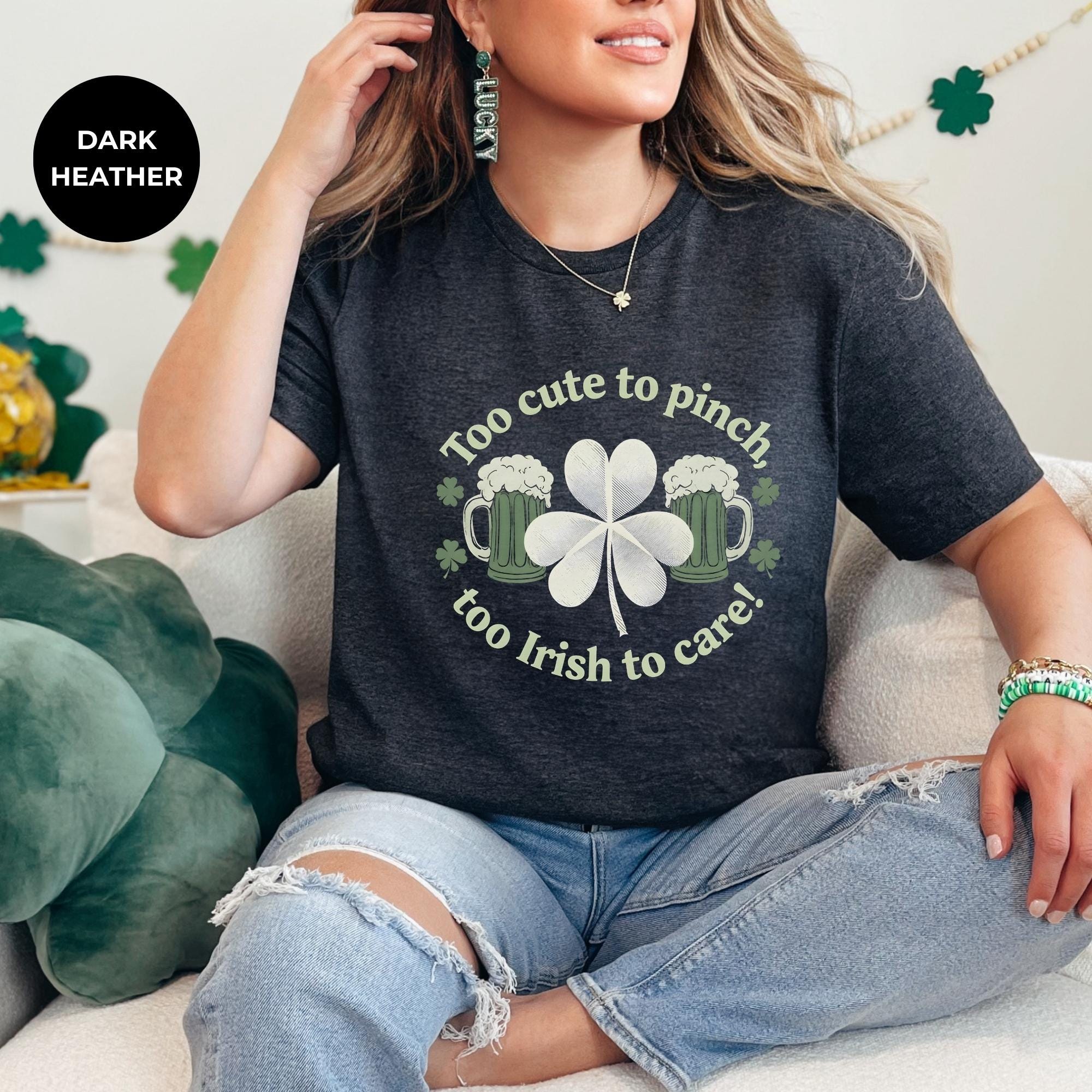 Too cute to pinch Saint Patrick's Shirt | Irish T-Shirt | Green St. Patrick's Day Shirt | Women's Irish Shirt | gift for mom | Holiday Gift