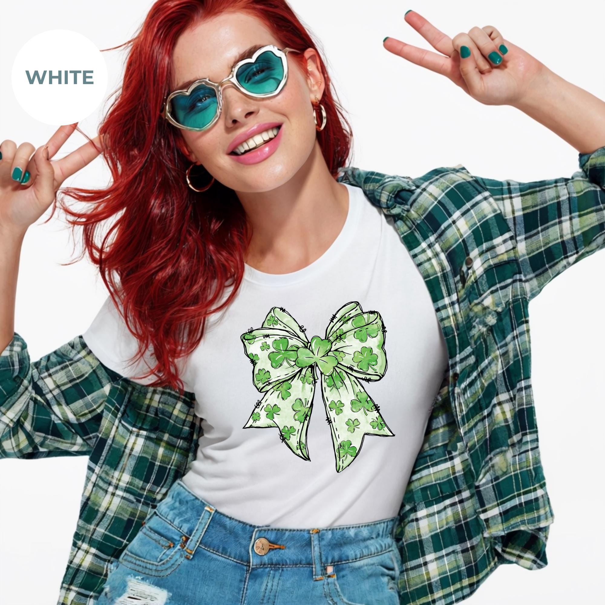 St. Patrick's Day Ribbon Shirt for Women – Funny Irish Tee – Lucky Clover Shamrock Top – Cute St. Patty’s Outfit – Aesthetic Crochet T Shirt