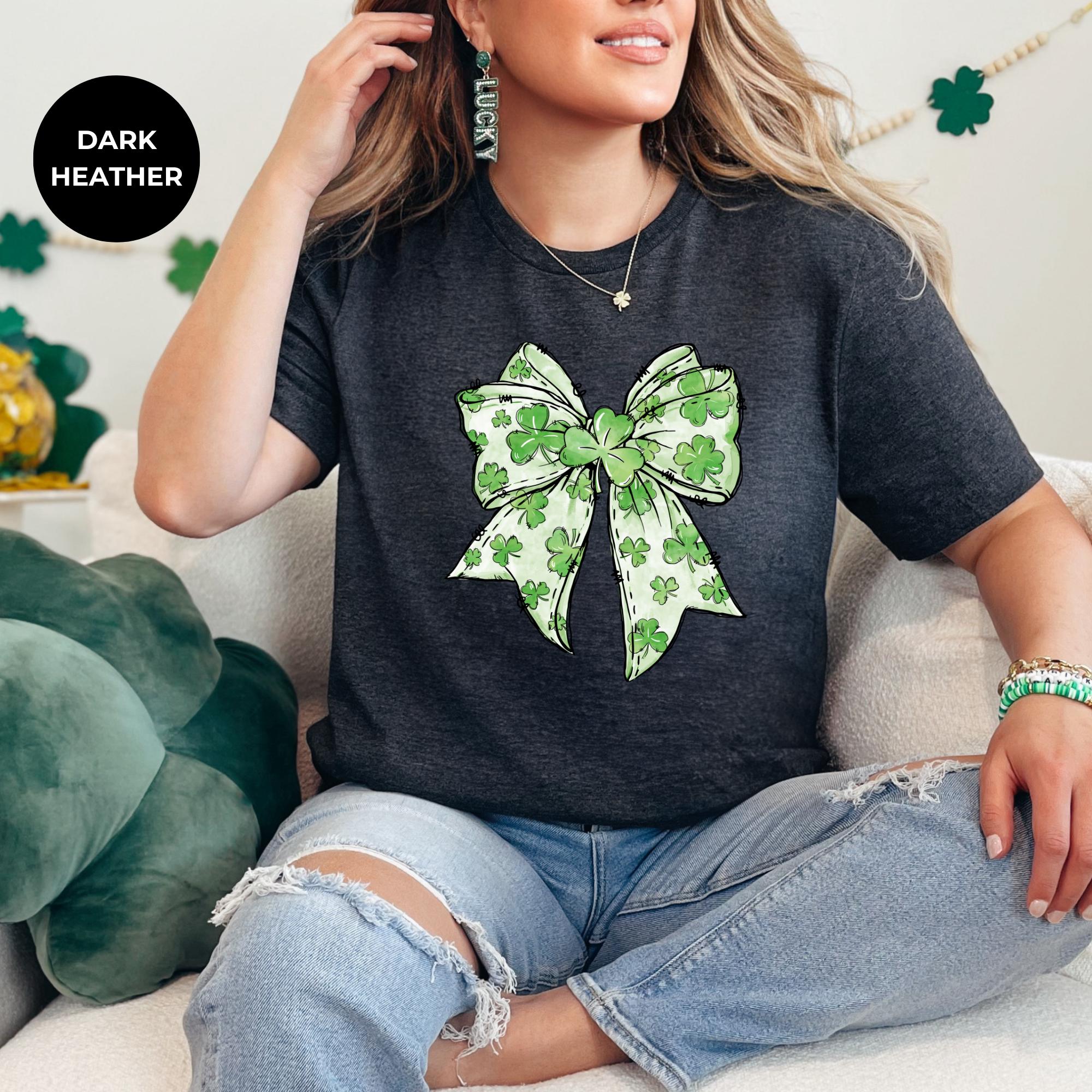 St. Patrick's Day Ribbon Shirt for Women – Funny Irish Tee – Lucky Clover Shamrock Top – Cute St. Patty’s Outfit – Aesthetic Crochet T Shirt