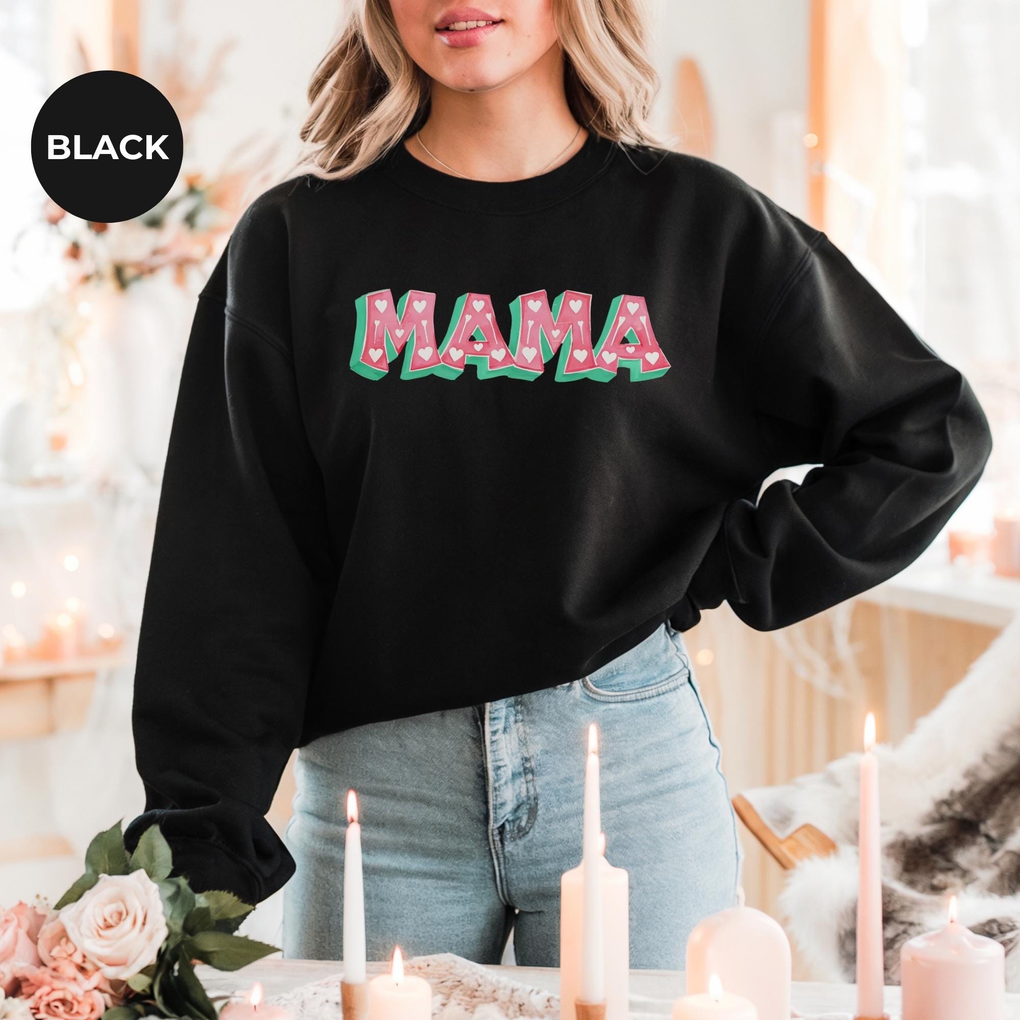 Mama Sleeve Print | Mama Heart Sweatshirt | Mama Valentine Sweatshirt | Women's Valentines Day Sweatshirt | Valentines