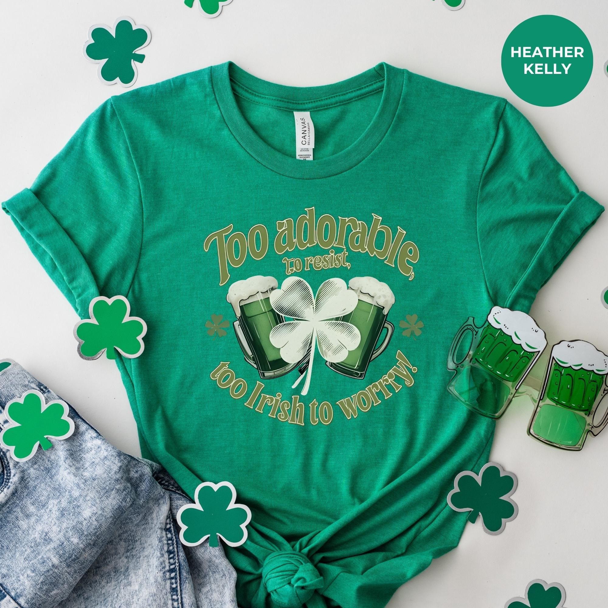 Too adorable shirt for st patrick, St. Patrick's Day Shirt – Irish Green Shamrock Tee, Lucky Clover Graphic T-Shirt, gift for her, clothing