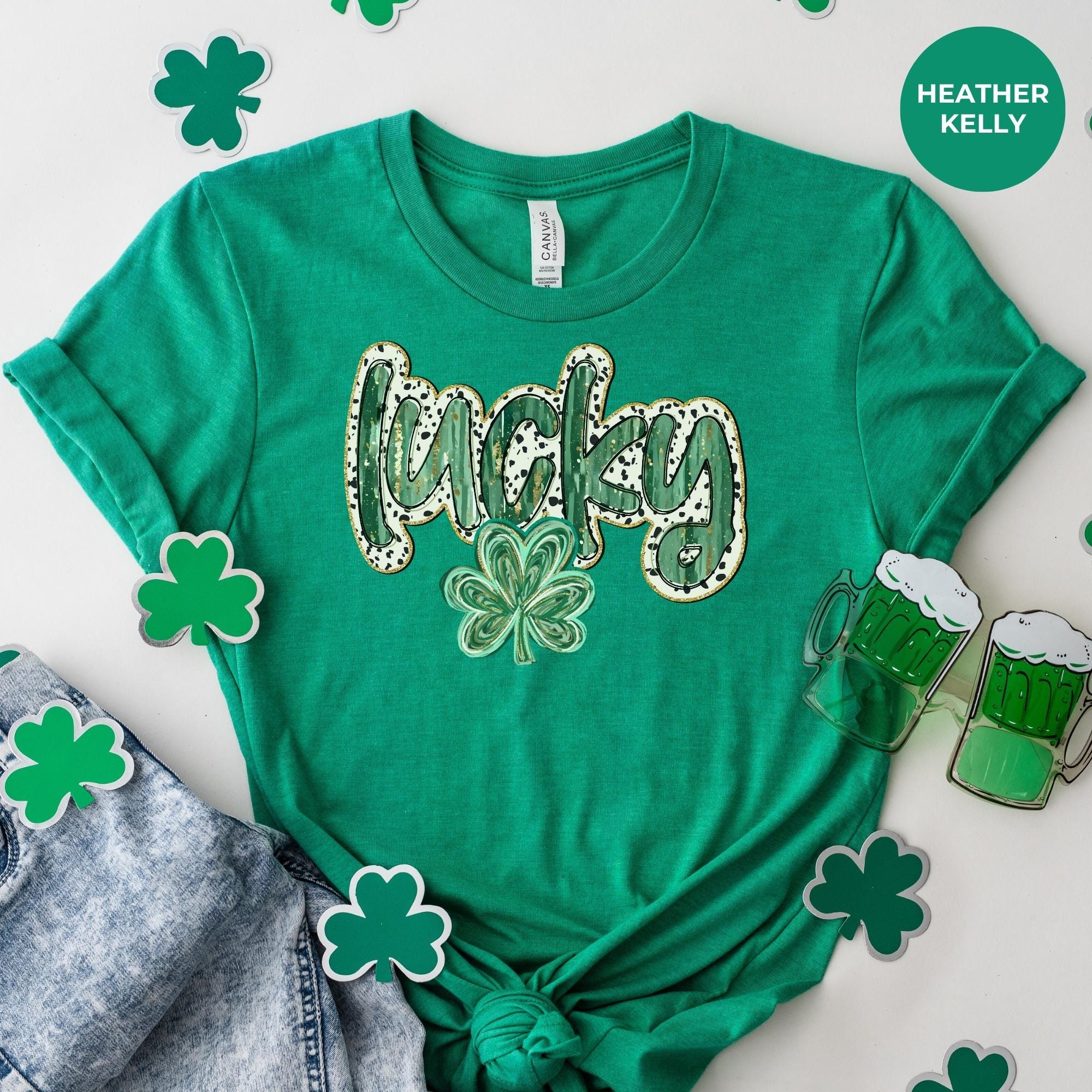 Lucky Tshirt design - Irish Graphic Tee - St Patrick Day Shirt - Shamrock Shirt - Funny St Patricks Day Shirt - Green Shirt for Women