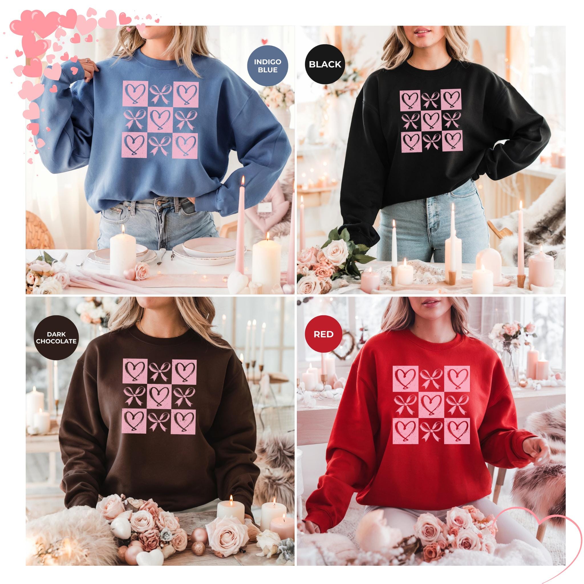 Valentines Day Hearts Sweatshirt, Womens Valentines Shirt, Love Heart Jumper, Valentine Gift, Gift For Her